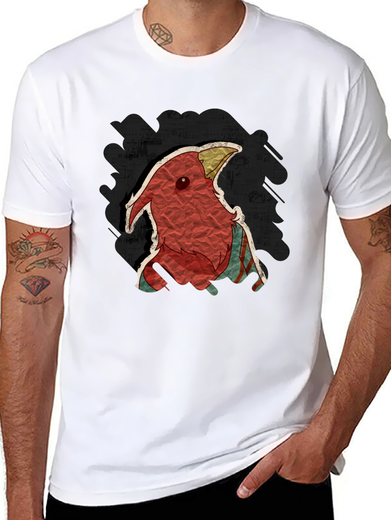 Black Unique Cardinal Graphic T-Shirt - Soft Black Tee view 8