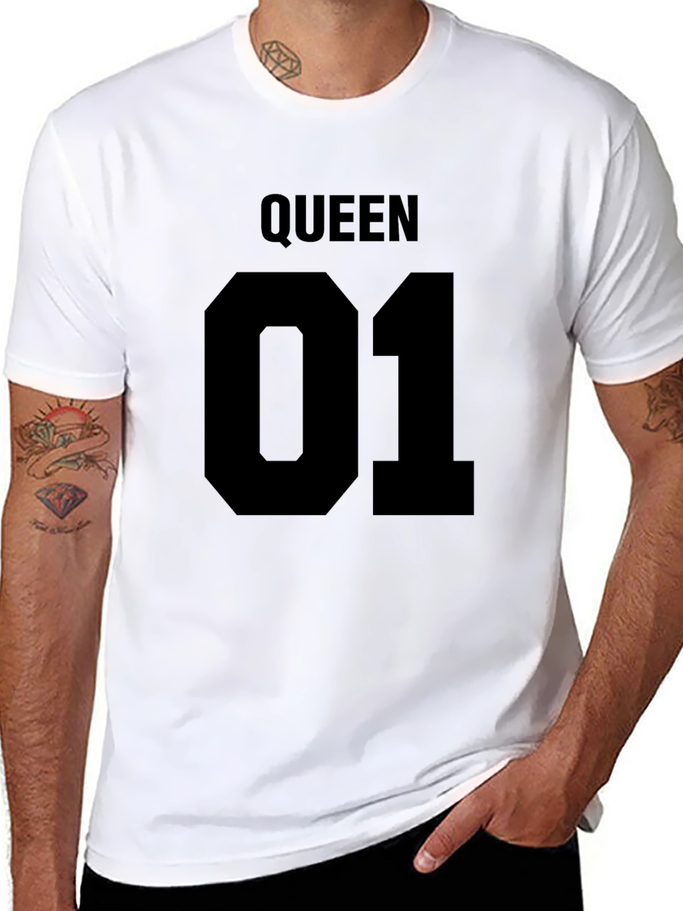 Black Queen 01 T-Shirt - Black, Crew Neck, Short Sleeve view 8