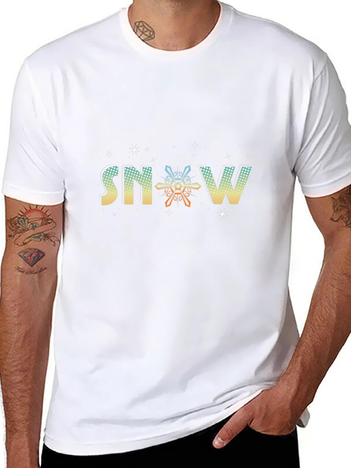 Black Snowflake Graphic Black Tee view 8