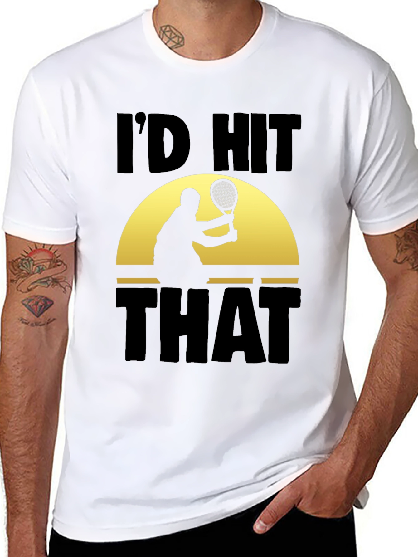 Black I'd Hit That Funny Tennis T-Shirt view 8