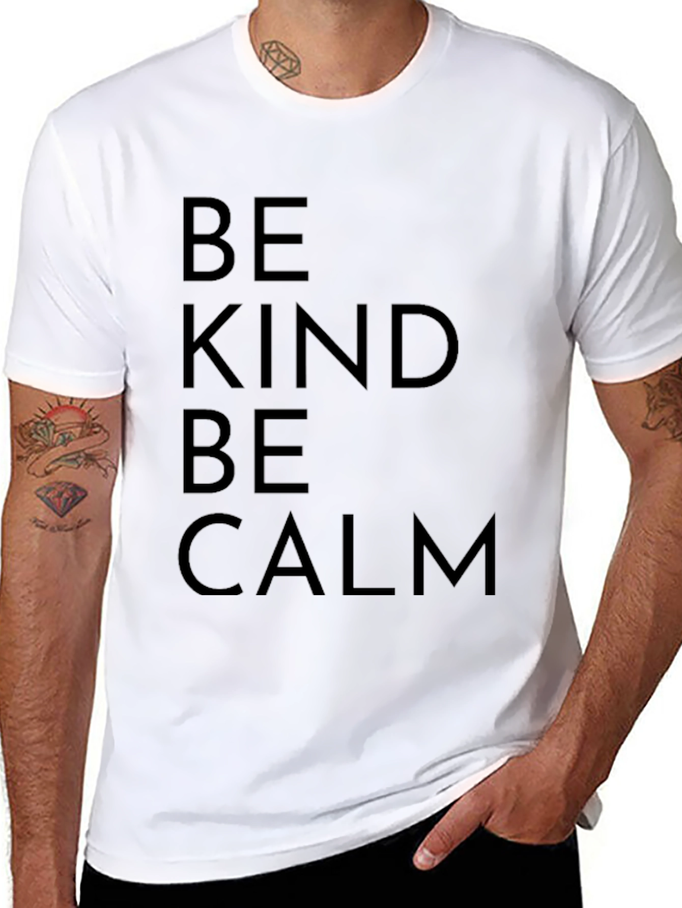 Black Be Kind Be Calm Black Graphic Tee view 8