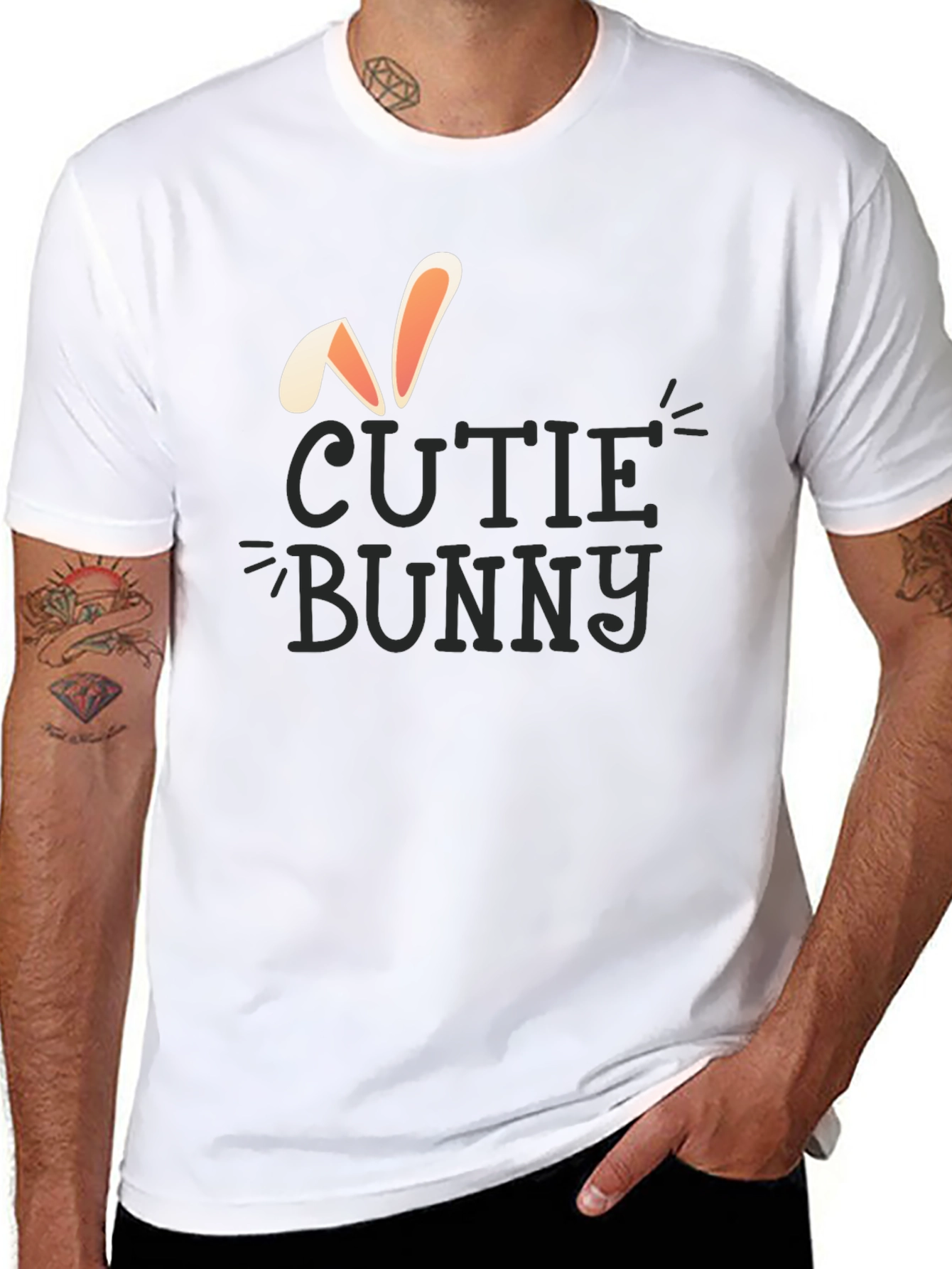 Black Cutie Bunny Graphic T-Shirt - Unisex Black Tee view 8