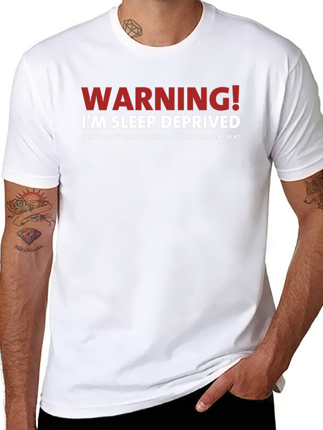 Black Warning! I'm Sleep Deprived T-Shirt Funny Slogan Tee view 8
