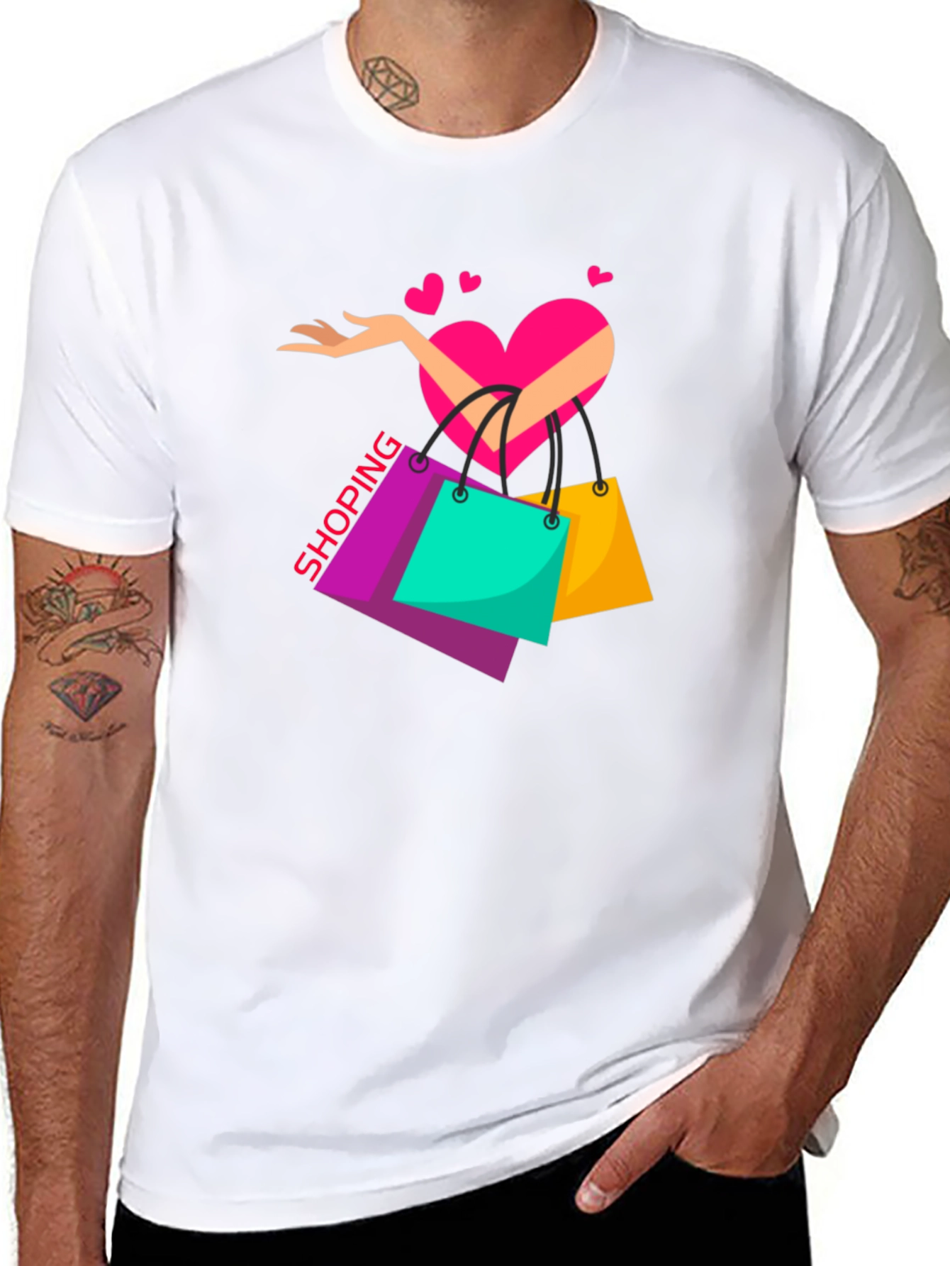 Black Shopping Lover's Black T-Shirt view 8