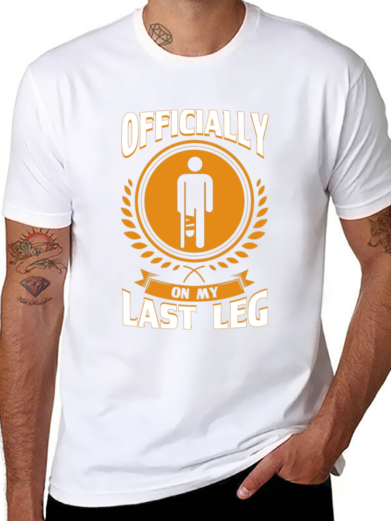 Black Officially On My Last Leg Funny T-Shirt view 8