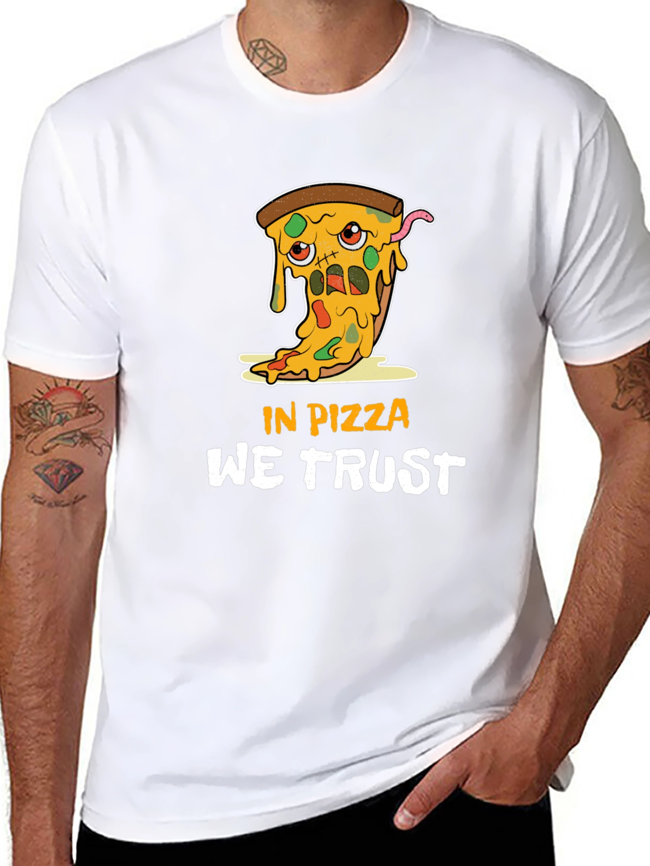 Black In Pizza We Trust Graphic Tee - Funny Foodie T-Shirt view 8
