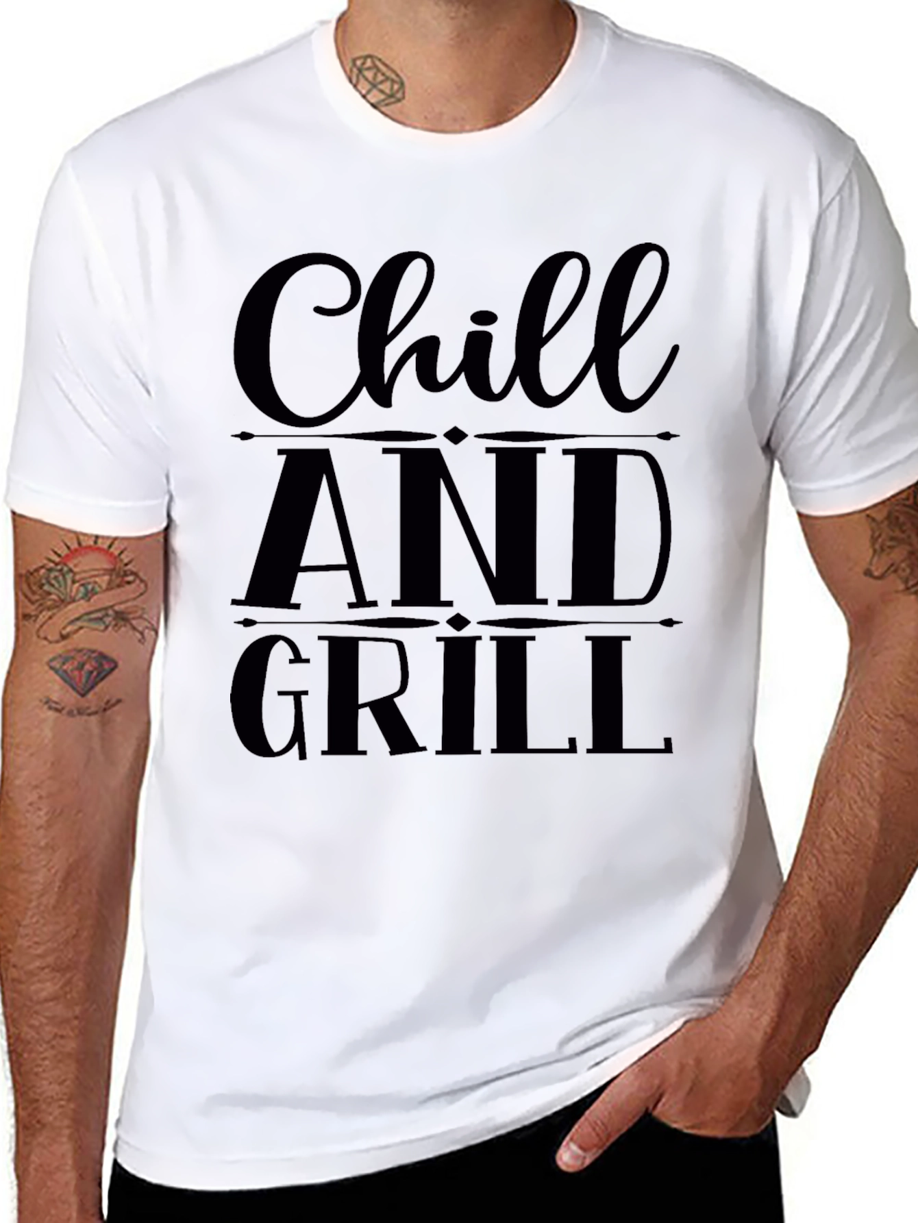 Black Chill and Grill Black Graphic T-Shirt view 8