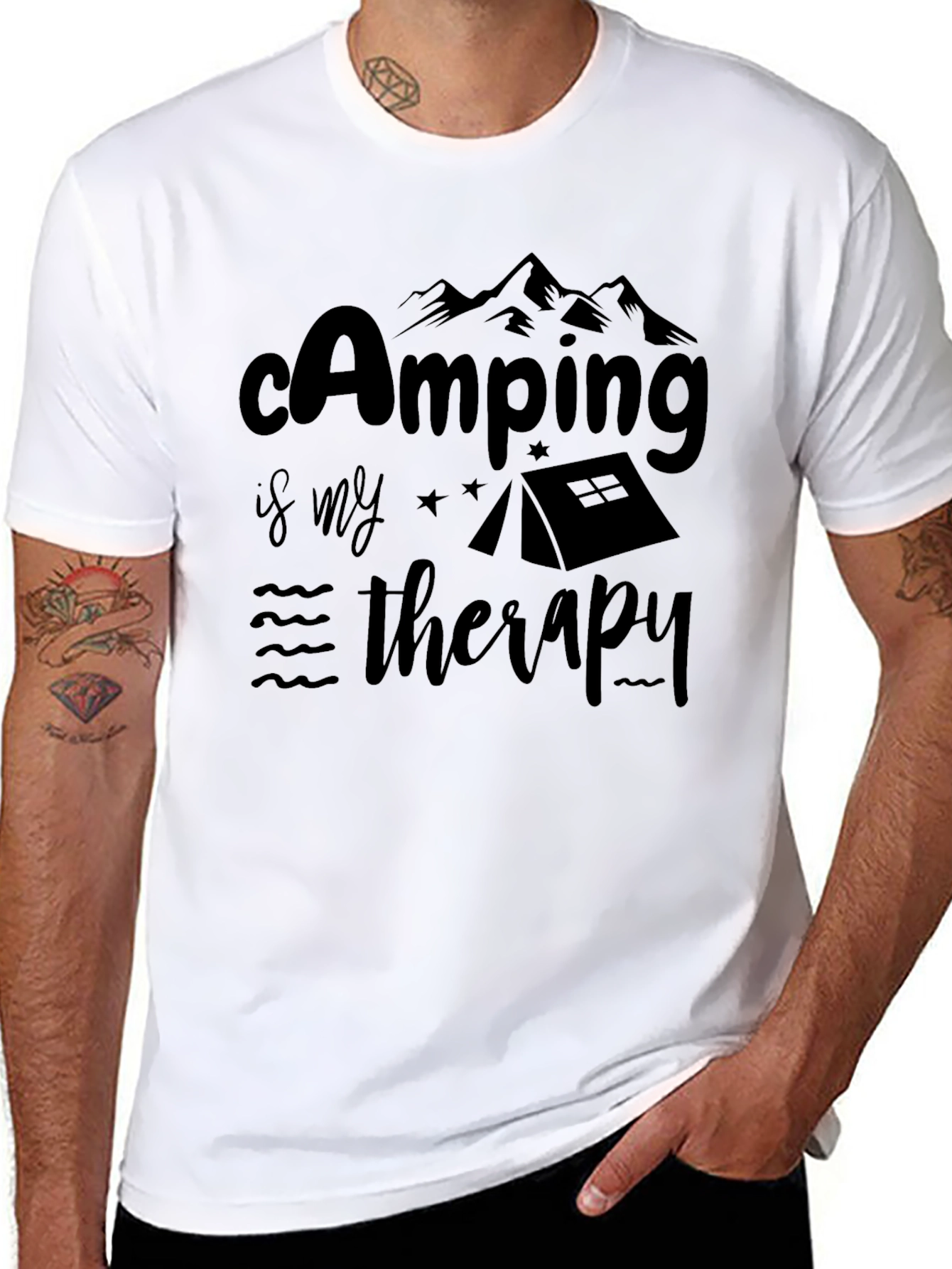 Black Camping is My Therapy Black T-Shirt view 8