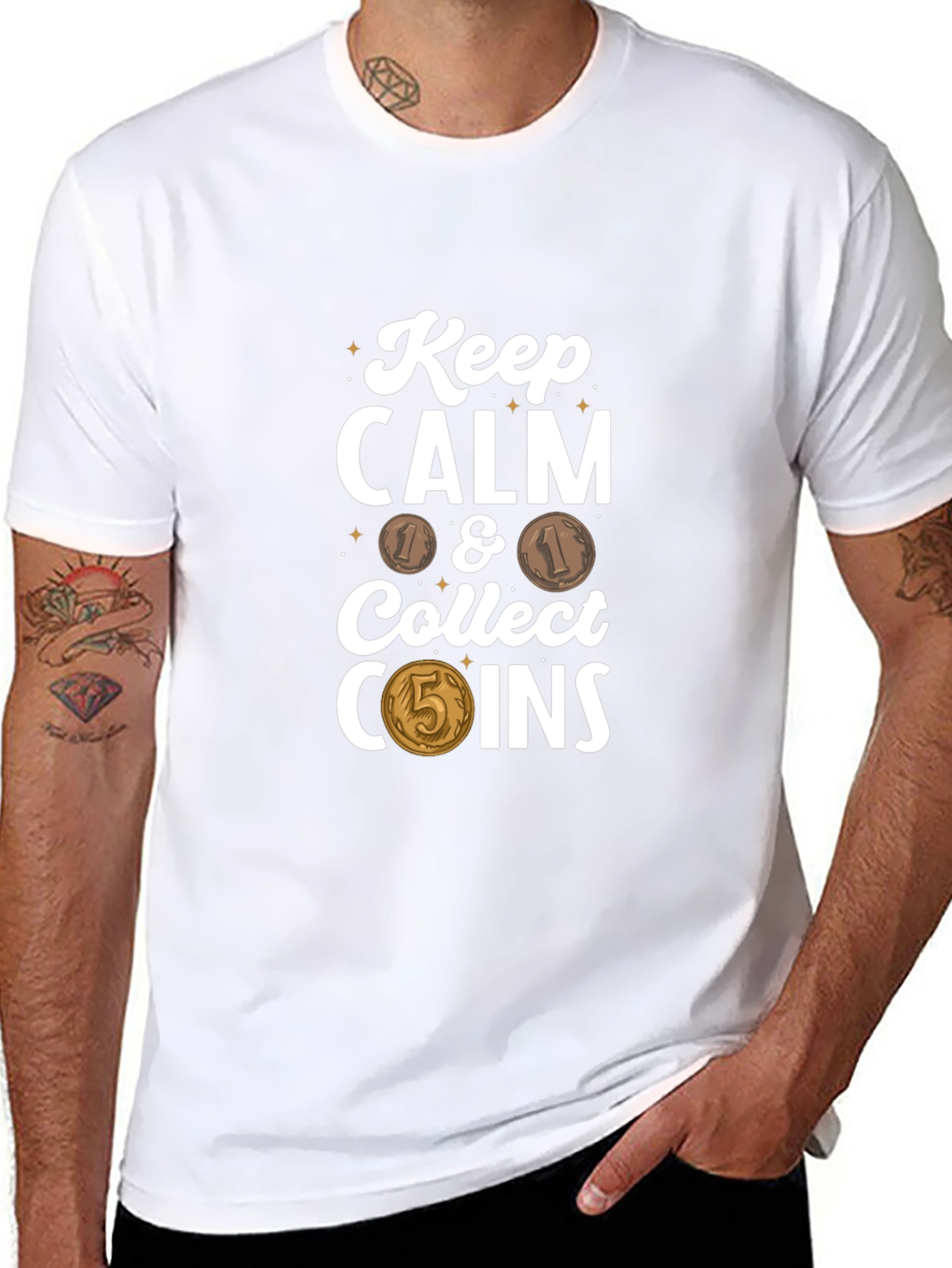 Black Keep Calm & Collect Coins T-Shirt view 8