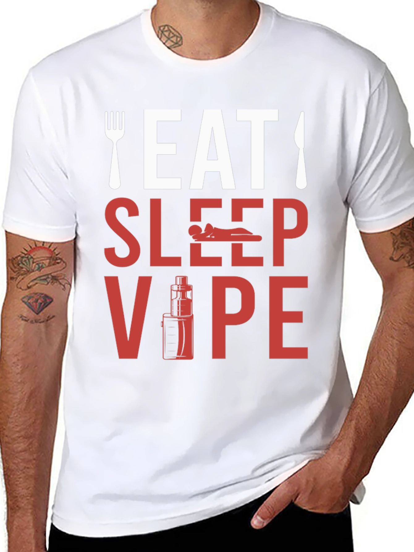Black Eat Sleep Vape T-Shirt - Novelty Graphic Tee view 8