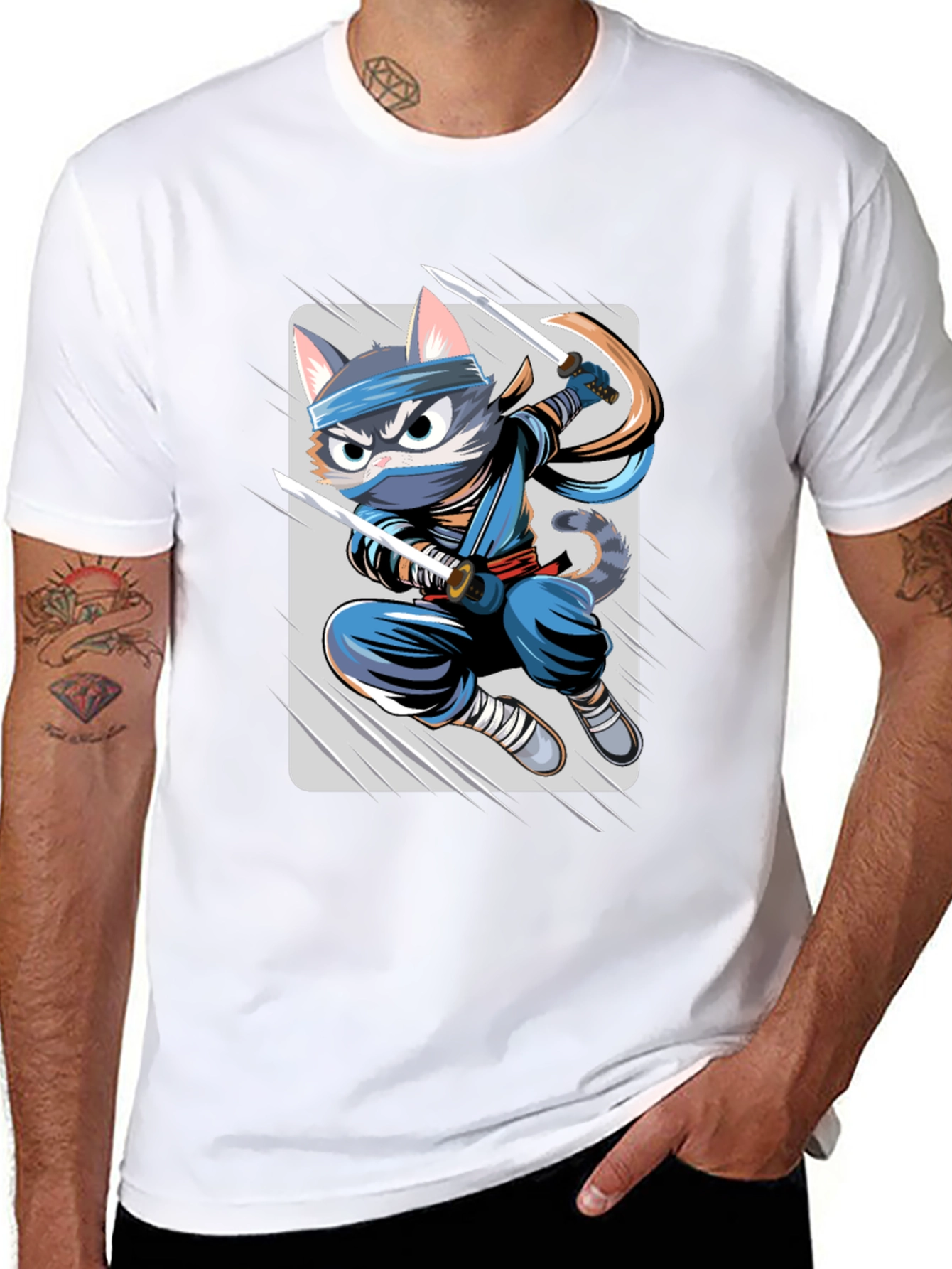 Black Ninja Cat T-Shirt - Unique Cartoon Graphic Tee view 8