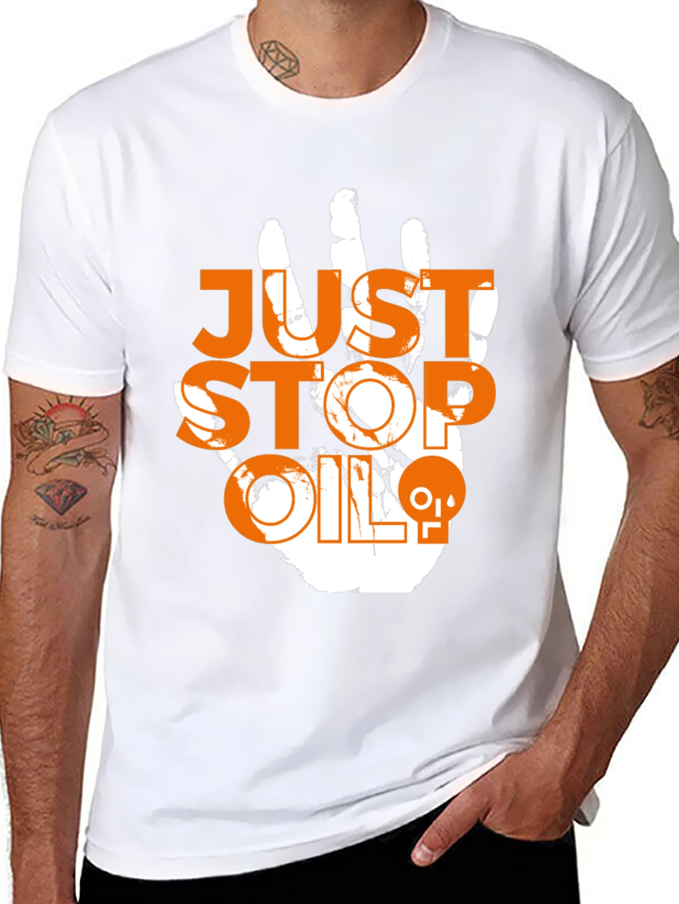 Black Just Stop Oil Tee - Eco-Friendly Activist Shirt view 8
