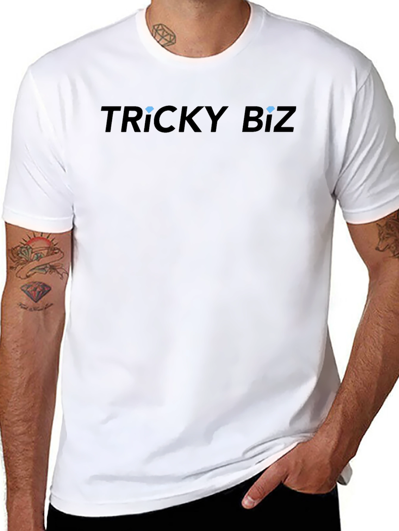 Black Tricky Biz Graphic Tee - Mens Black Cotton Blend Shirt view 8