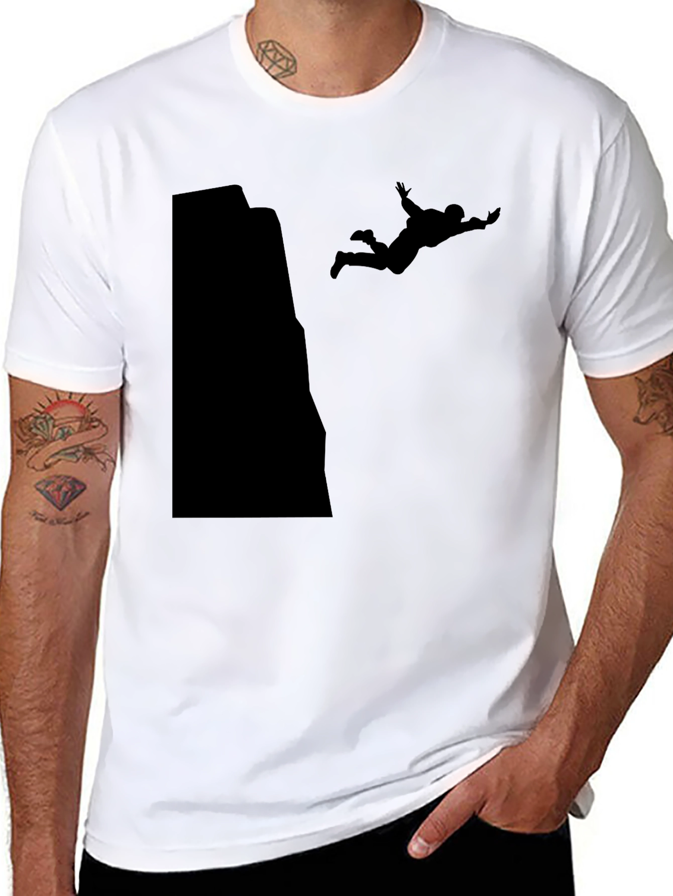 Black Daredevil Black Tee - Extreme Sports Silhouette Design view 8