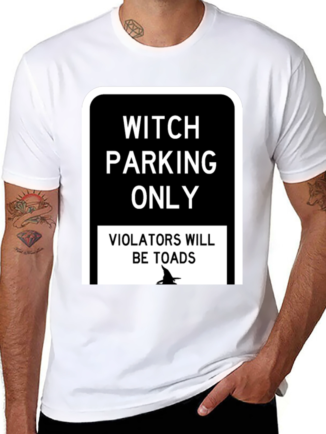 Black Witch Parking Only T-Shirt - Funny Halloween Tee view 8