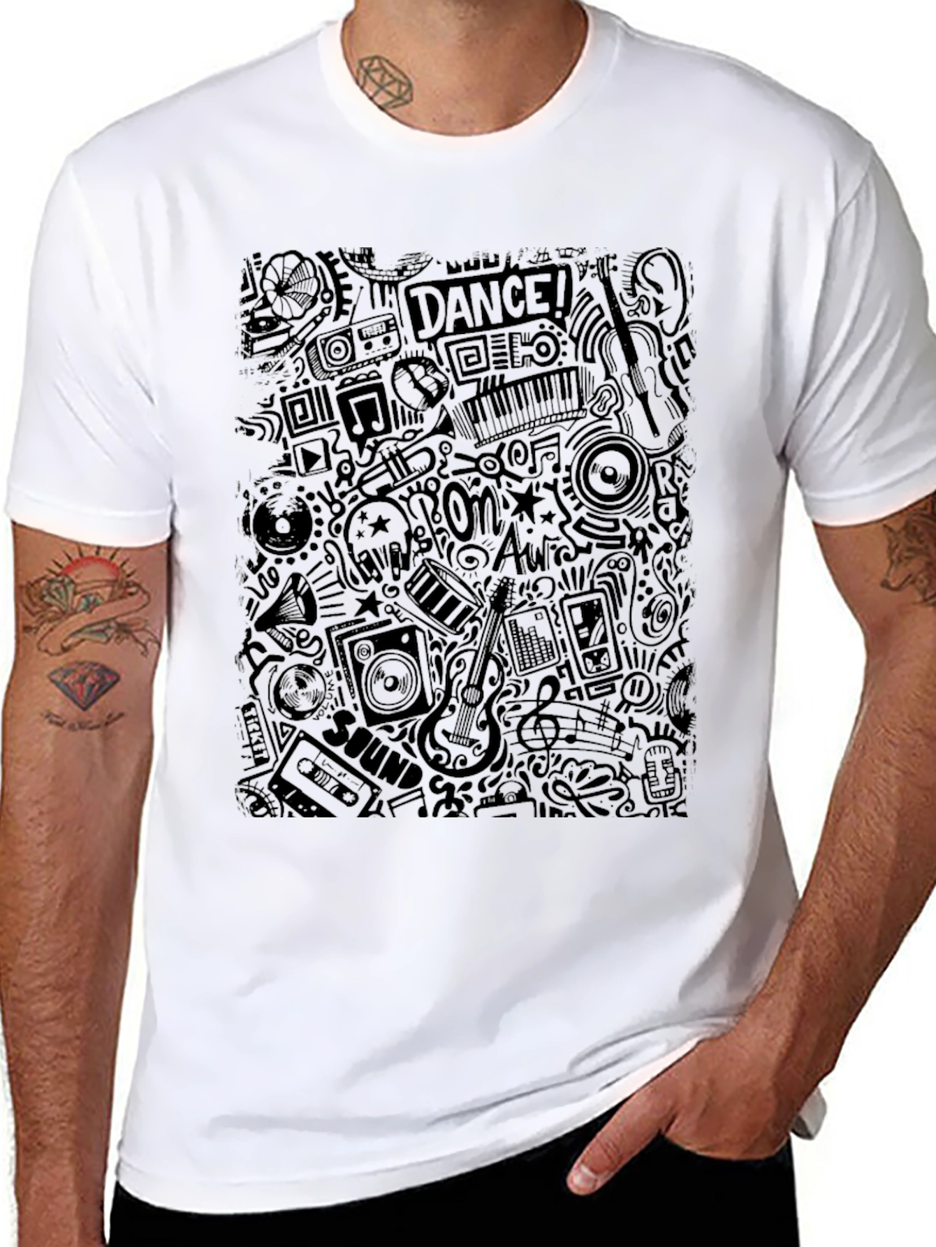Black Music Doodle Graphic T-Shirt view 8