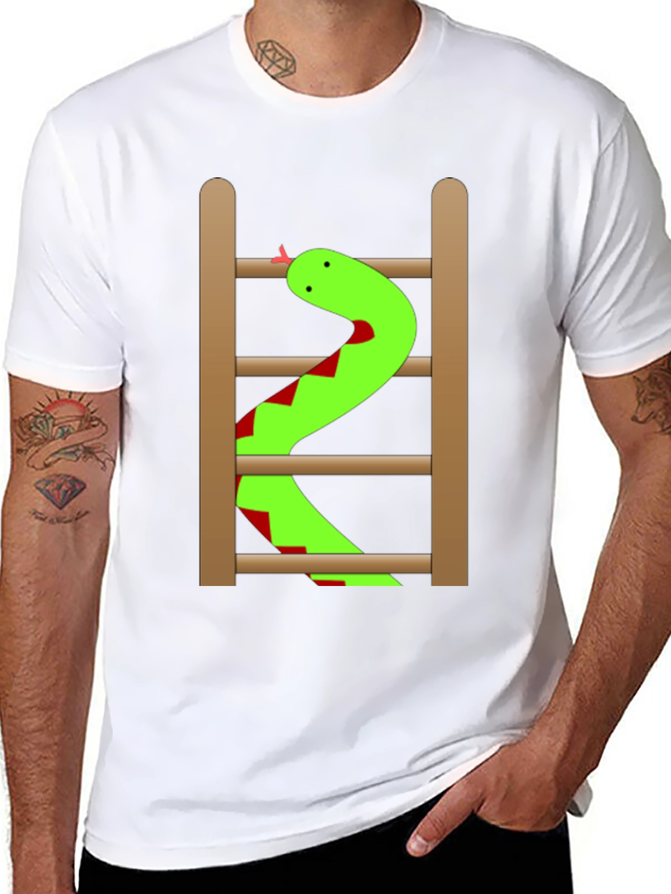 Black Snake on Ladder Graphic Tee view 8