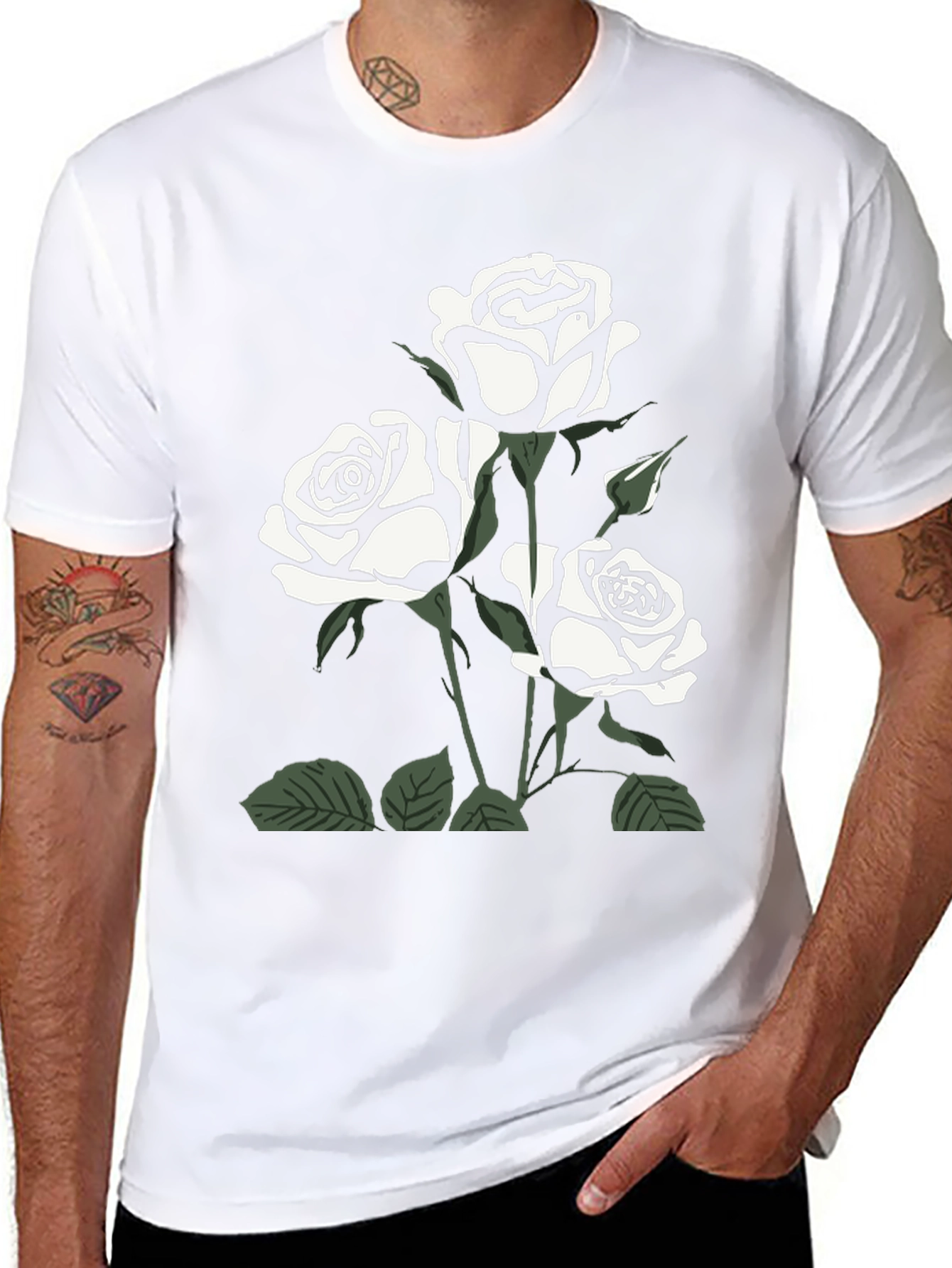 Black Black Rose Graphic Tee for Men view 8