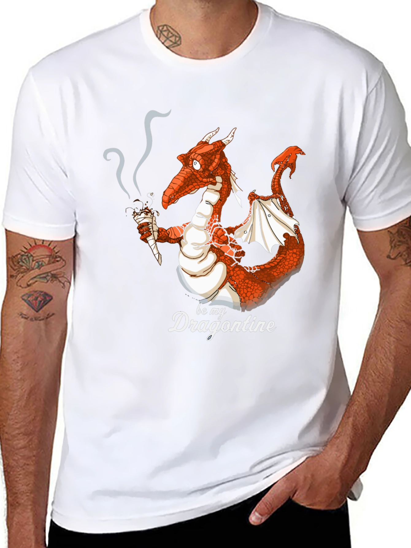 Black Dragon Smoking Ice Cream Funny Graphic Tee view 8