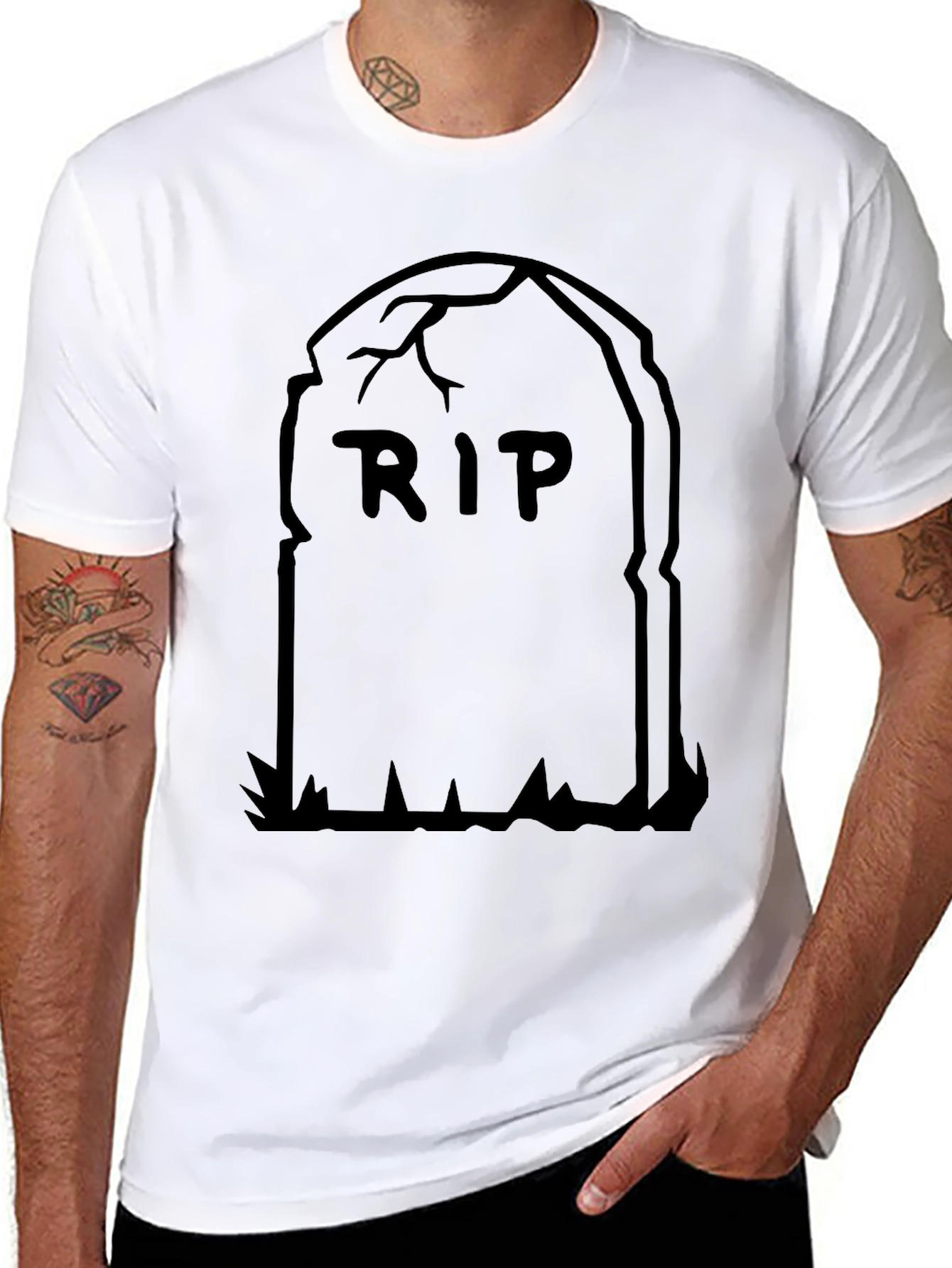 Black RIP Tombstone Graphic T-Shirt - Spooky Halloween Tee view 8