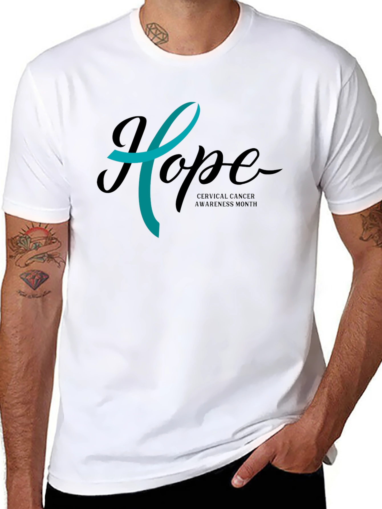 Black Cervical Cancer Awareness 'Hope' T-Shirt view 8