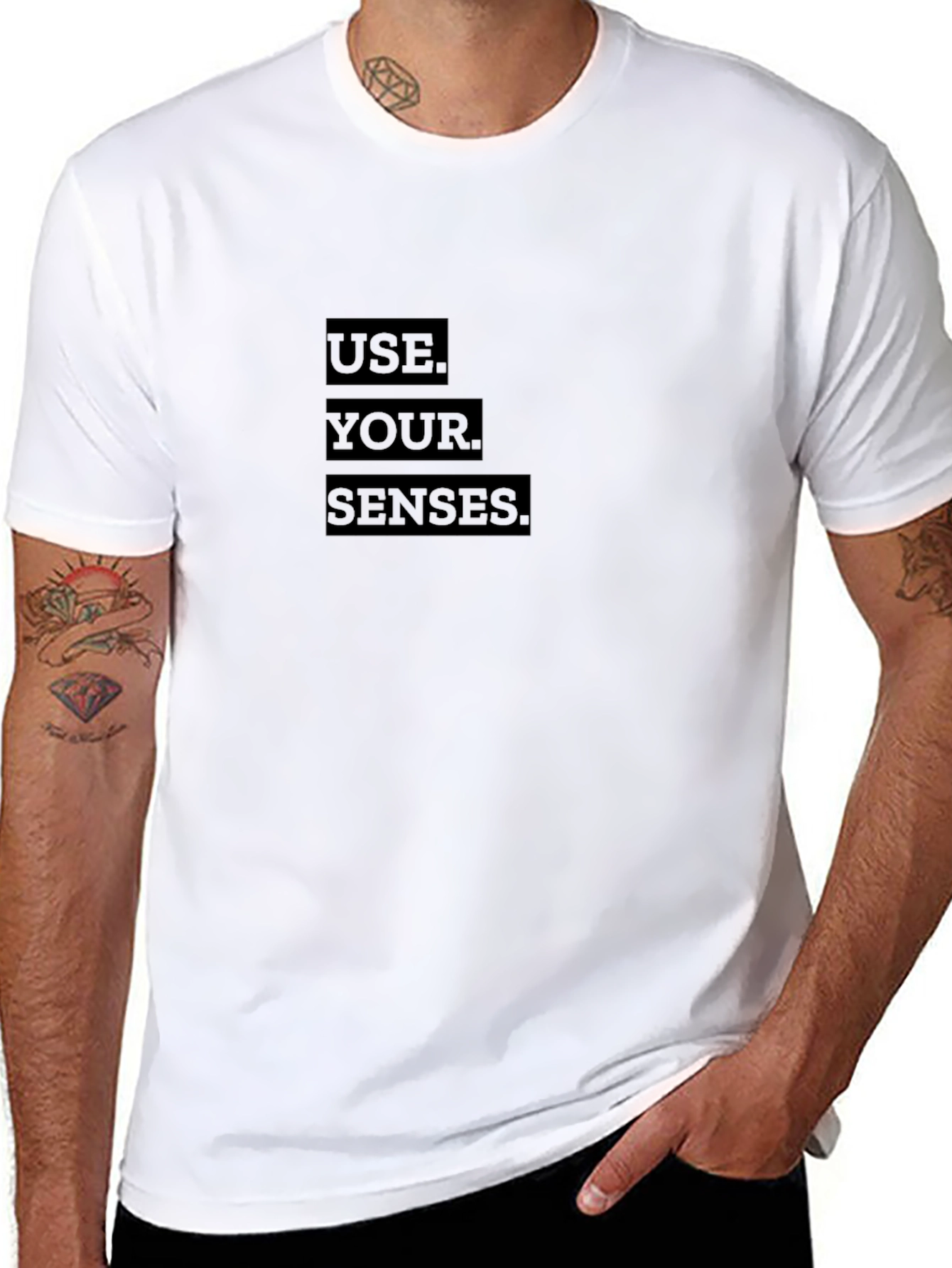 Black Use Your Senses Black T-Shirt view 8