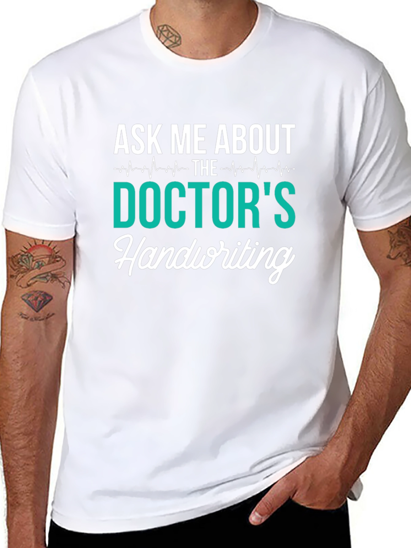 Black Doctor's Handwriting T-Shirt - Funny Medical Humor Tee view 8
