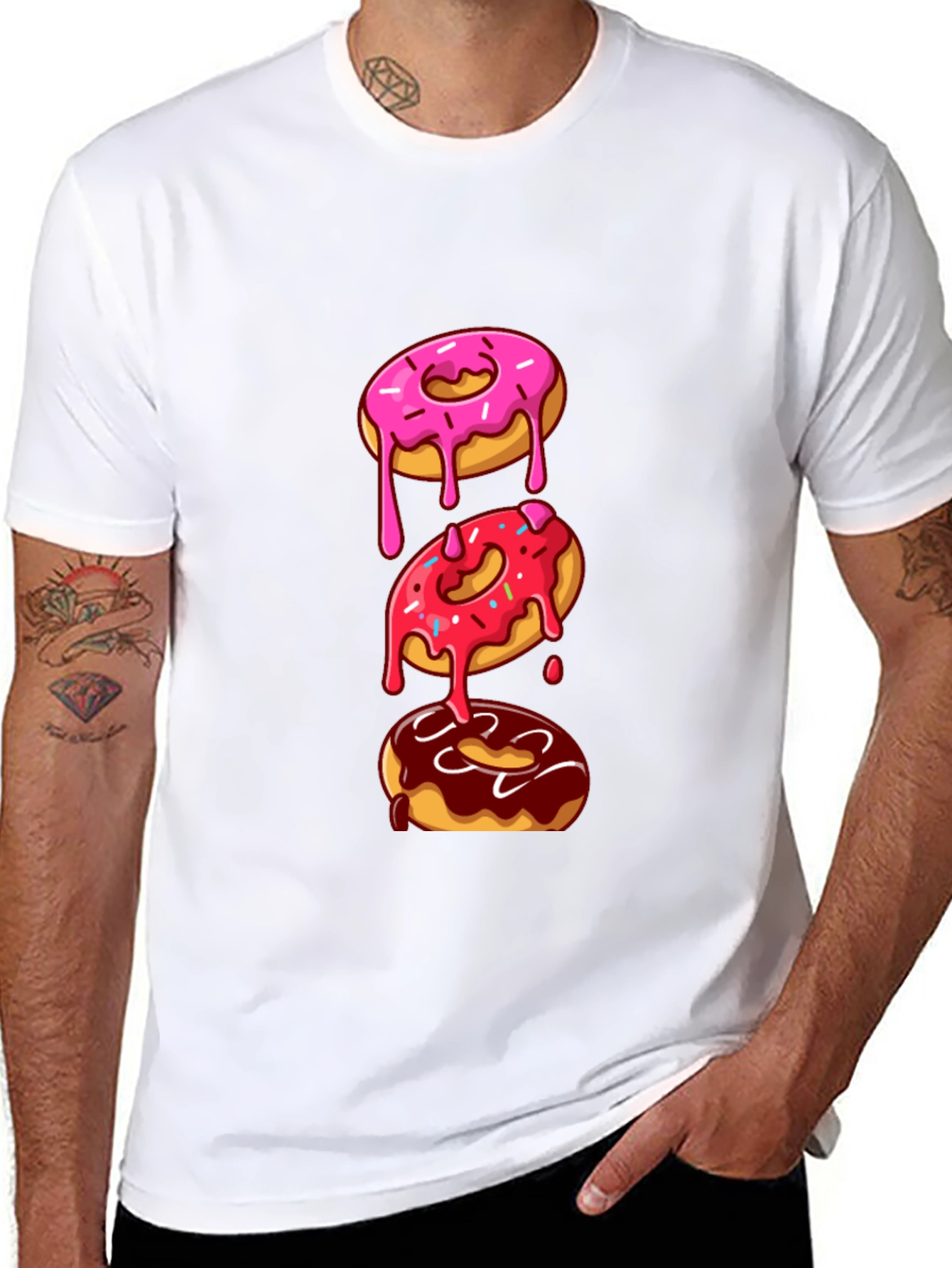 Black Donut Stack Graphic Tee - Fun & Trendy Style view 8