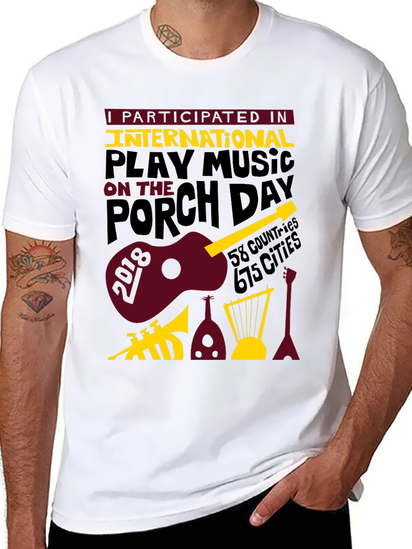 Black International Play Music On The Porch Day T-Shirt view 8