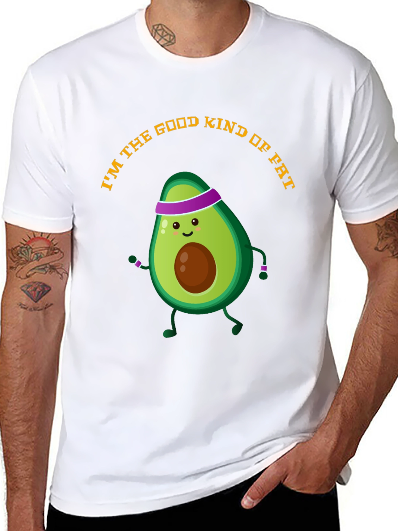 Black Avocado Gym Humor T-Shirt - Good Kind of Fat view 8