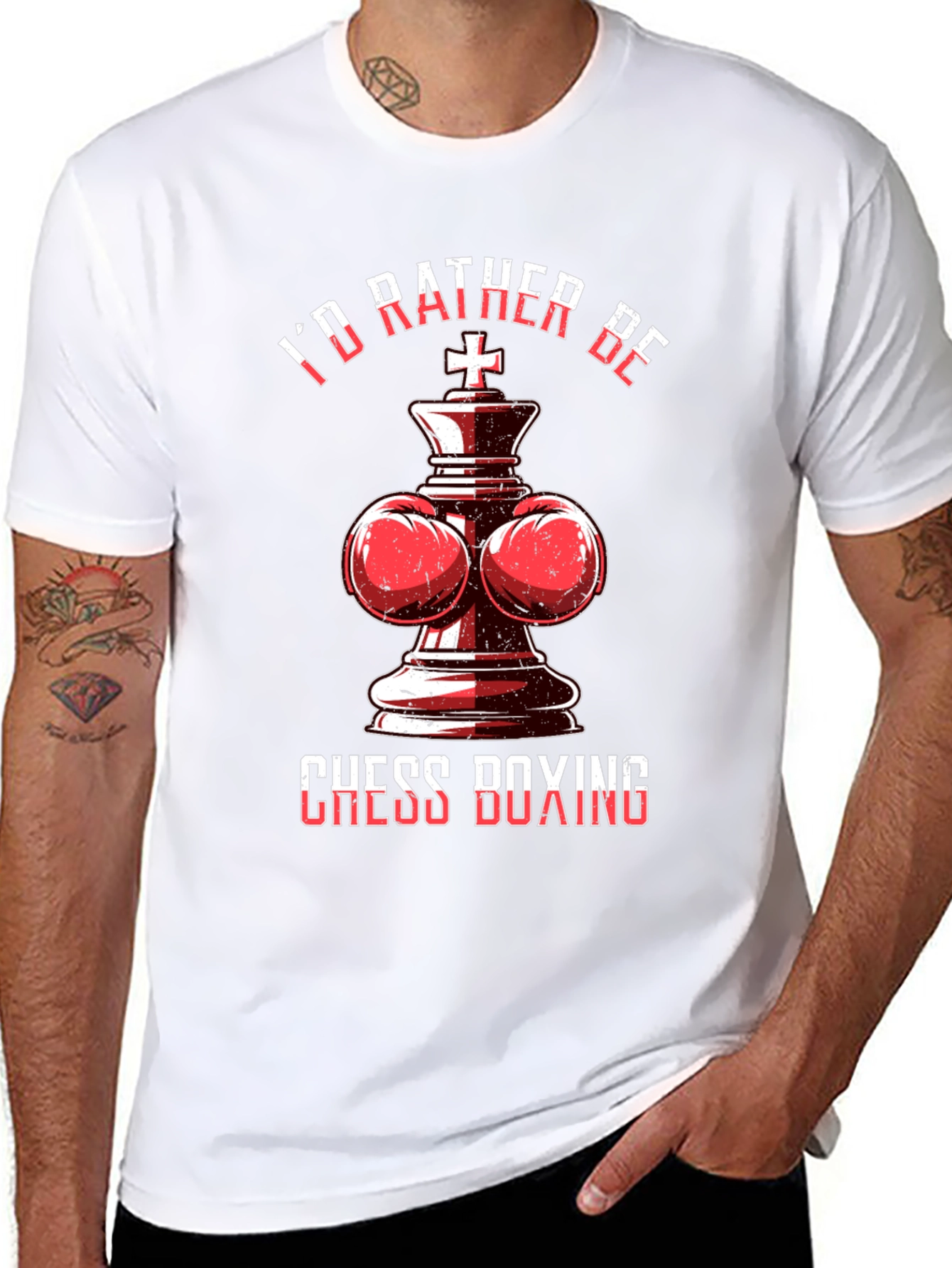 Black Chess Boxing T-Shirt - I'd Rather Be Playing Chess Boxing view 8