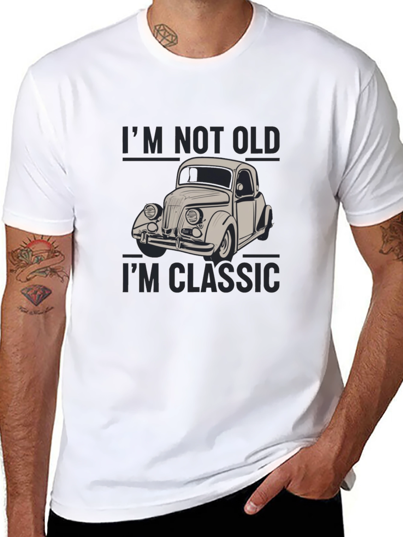 Black Classic Car Graphic Tee - I'm Not Old, I'm Classic! view 8