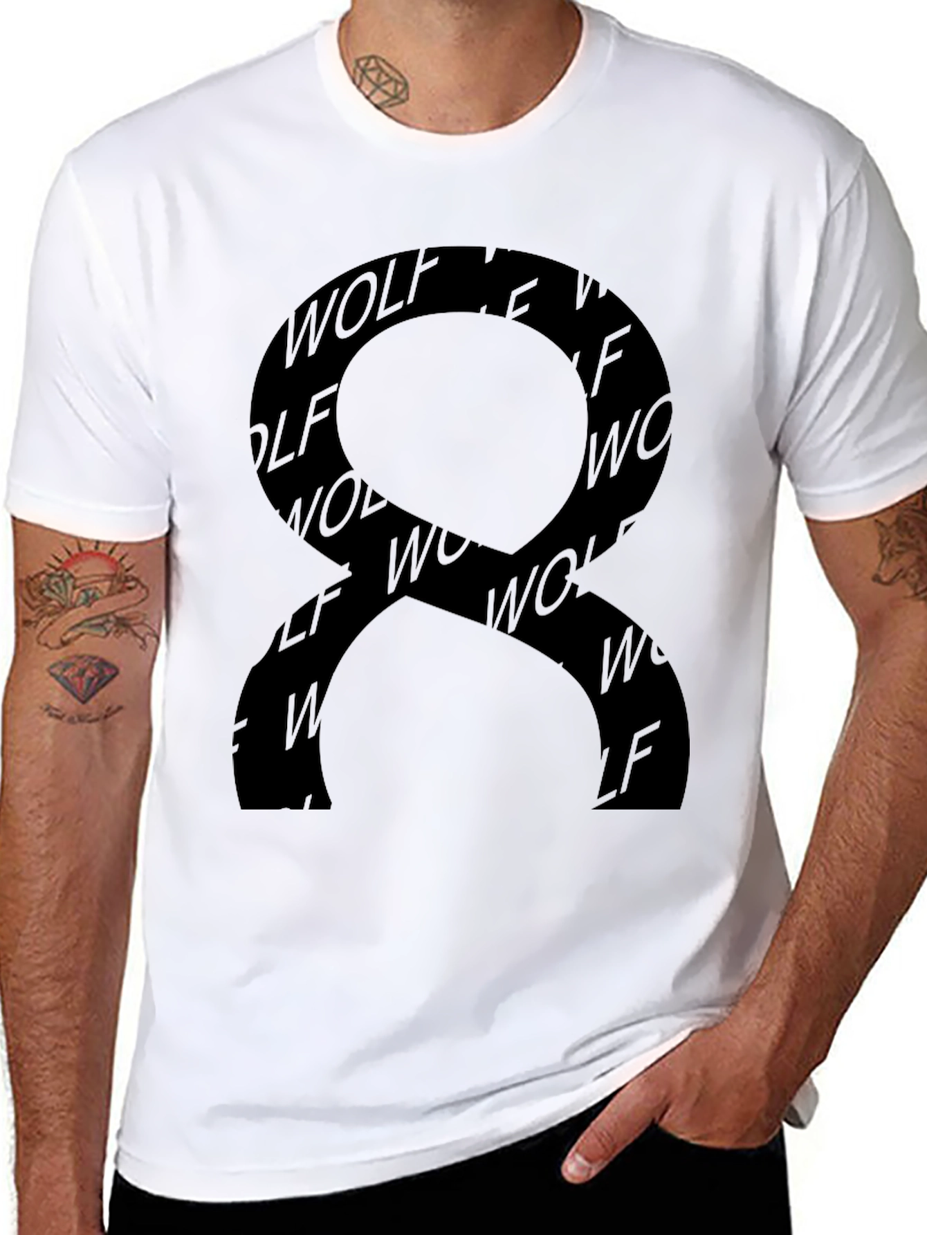 Black Wolf Graphic Print Black T-Shirt view 8