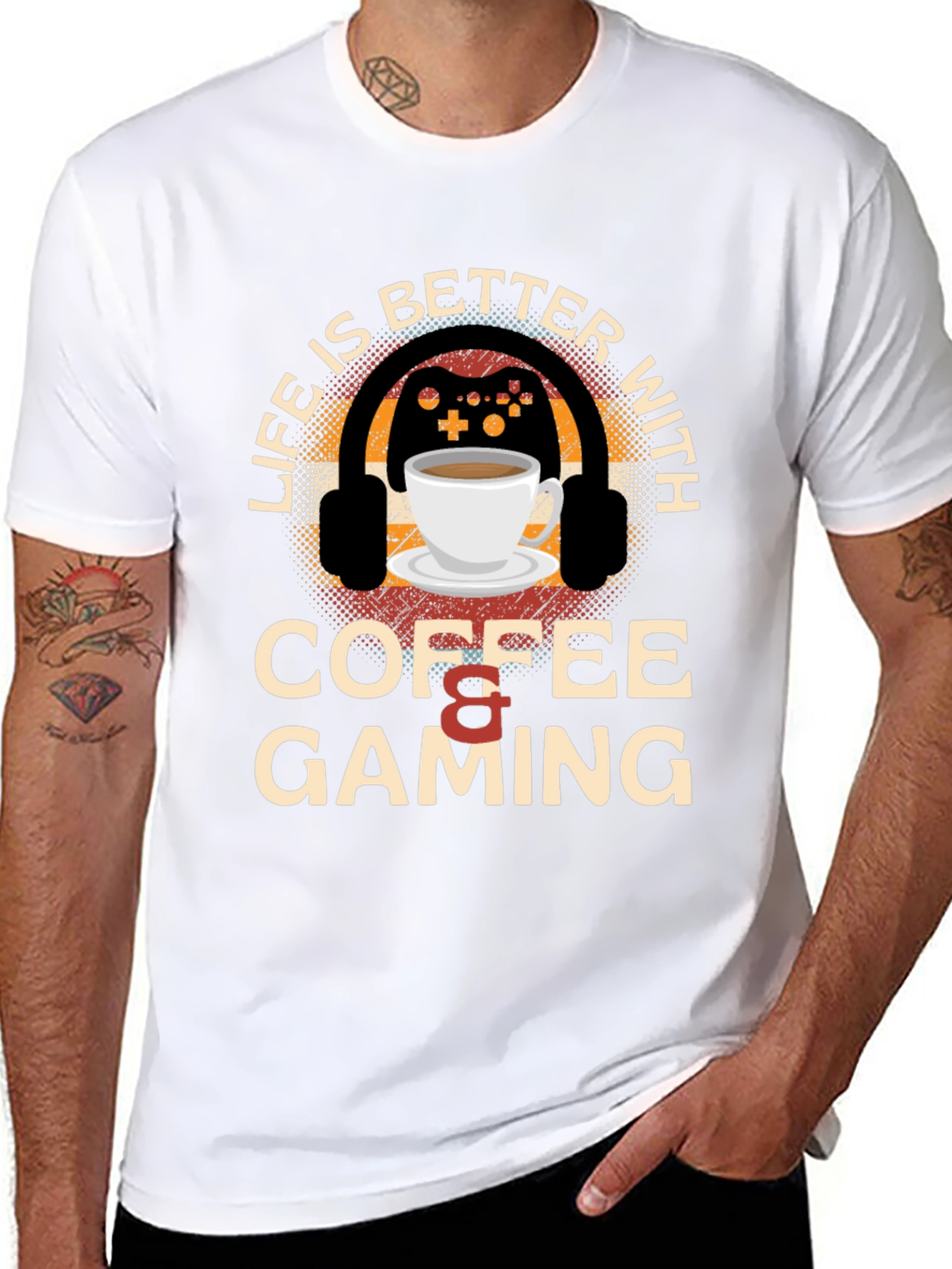 Black Coffee & Gaming T-Shirt - Gamer Life Style view 8