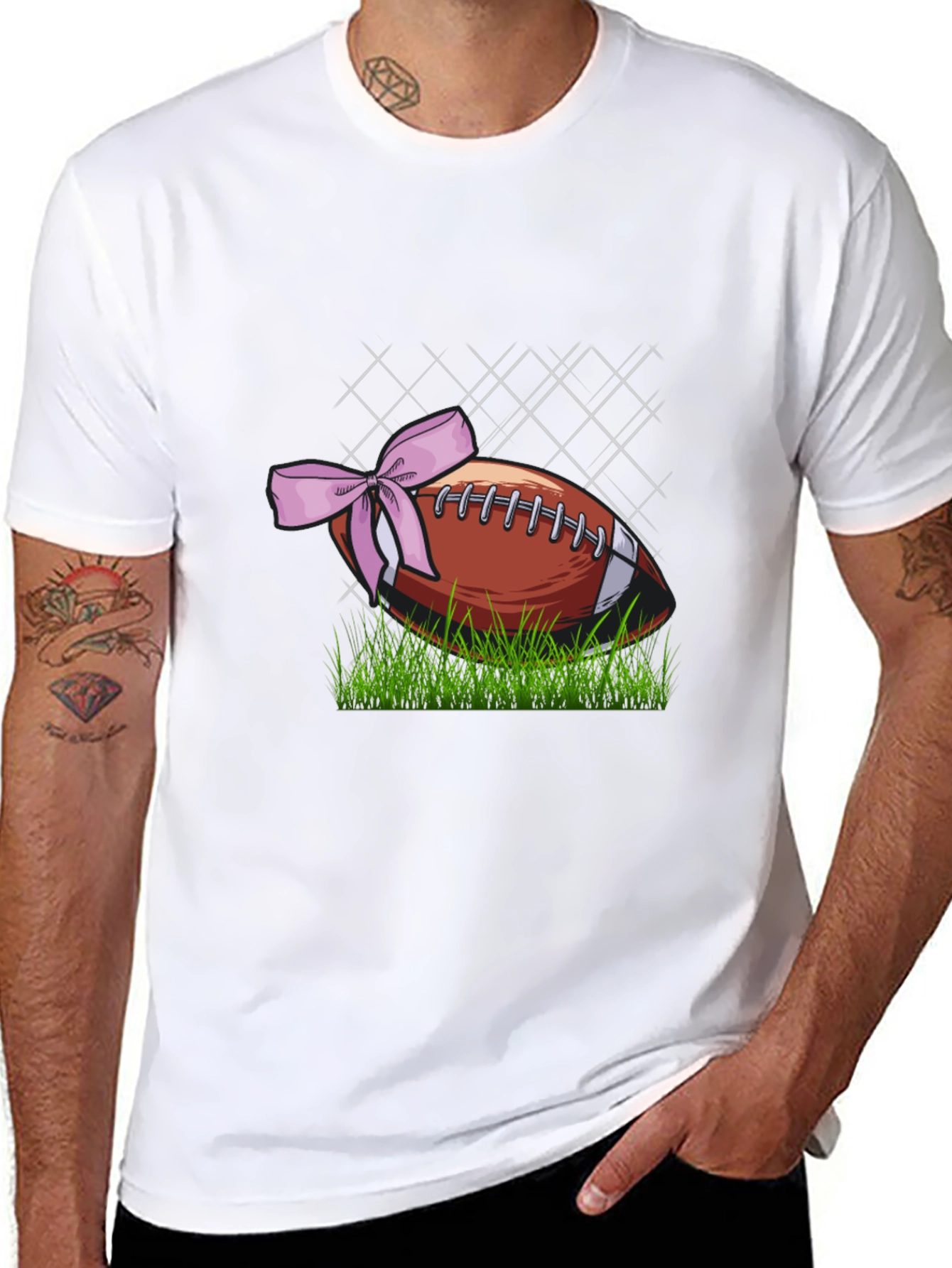 Black Football with Bow Graphic Tee - Men's view 8