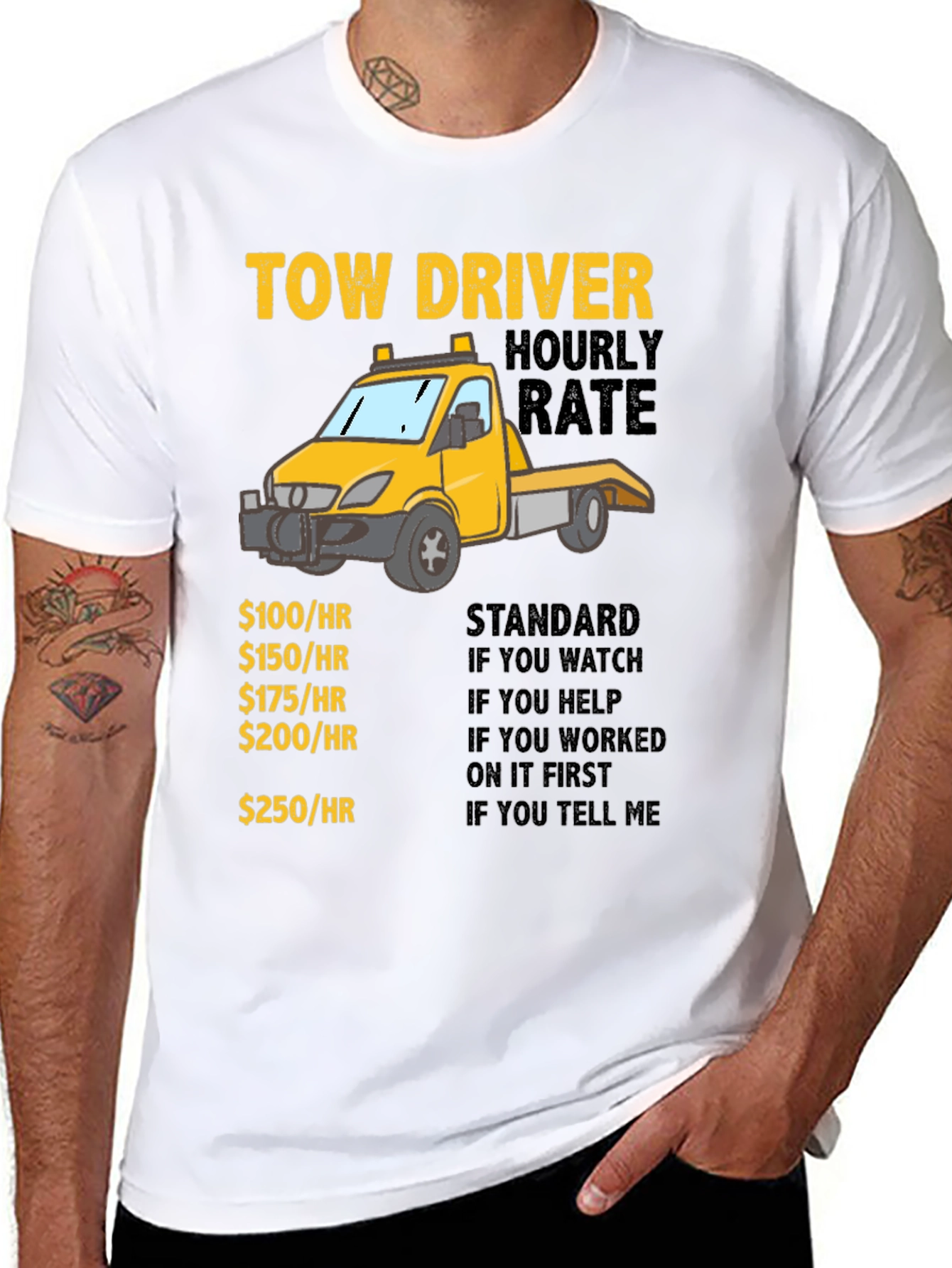 Black Tow Driver Hourly Rate T-Shirt view 8