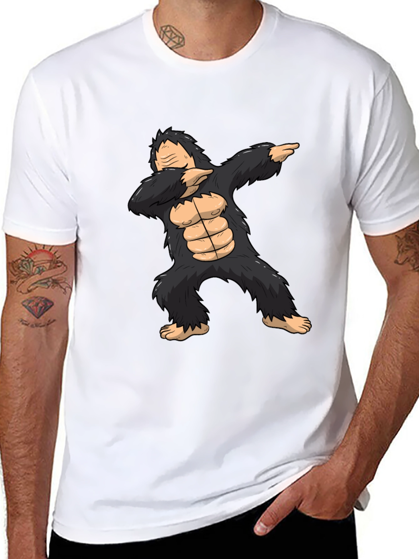 Black Dabbing Gorilla Graphic Tee - Black view 8