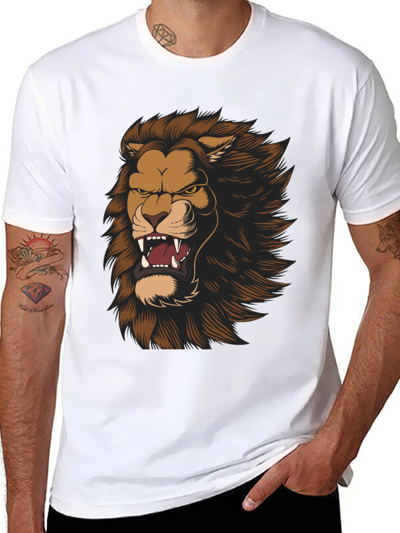 Black Lion Graphic Print Black T-Shirt view 8