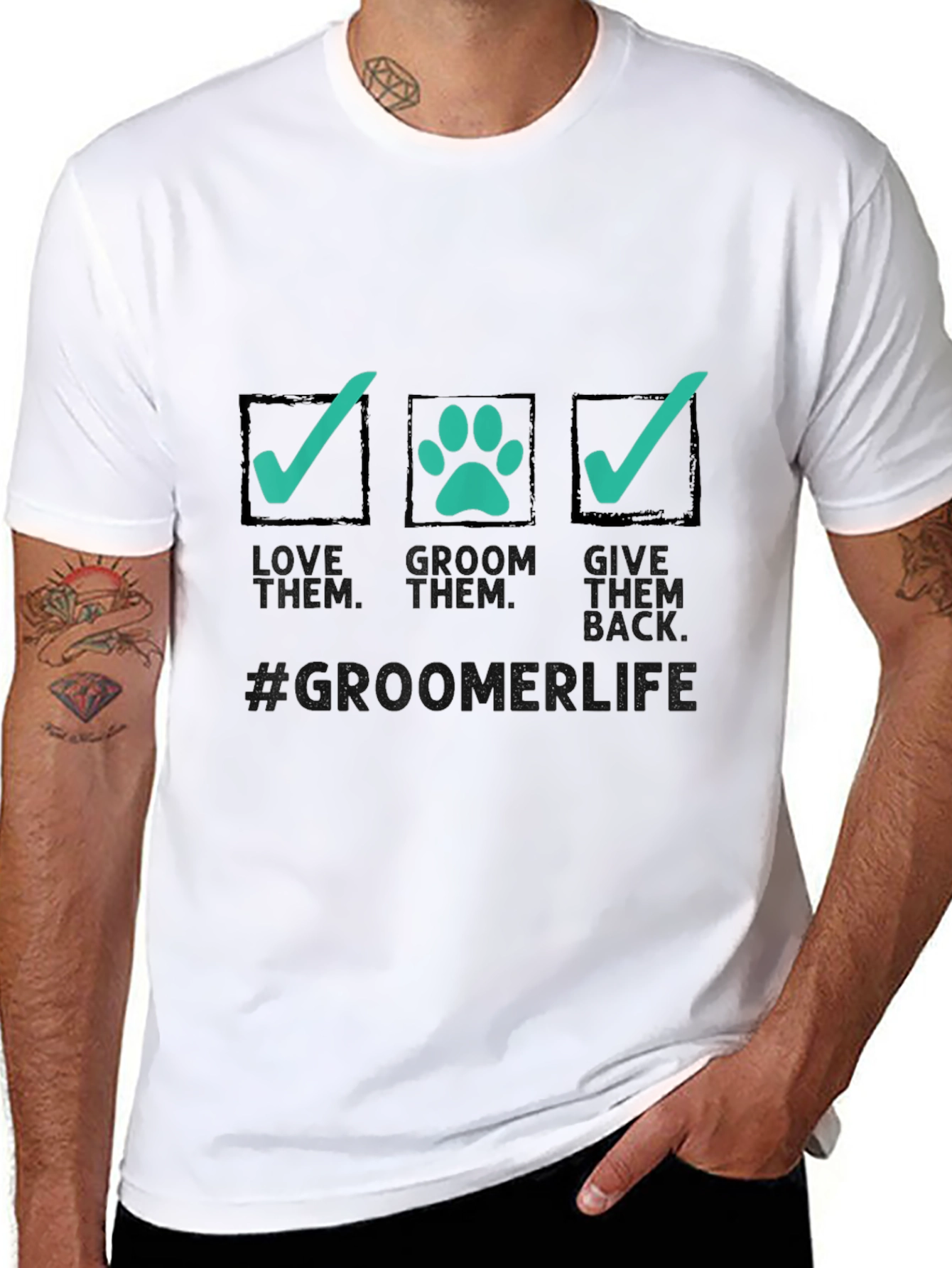 Black Love Them Groom Them Give Back T-Shirt view 8