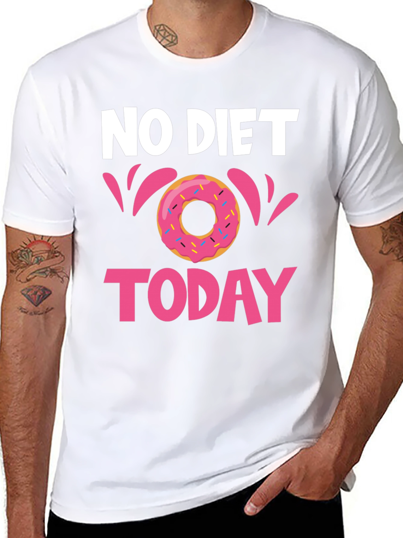 Black No Diet Today Donut T-Shirt - Fun Casual Tee view 8