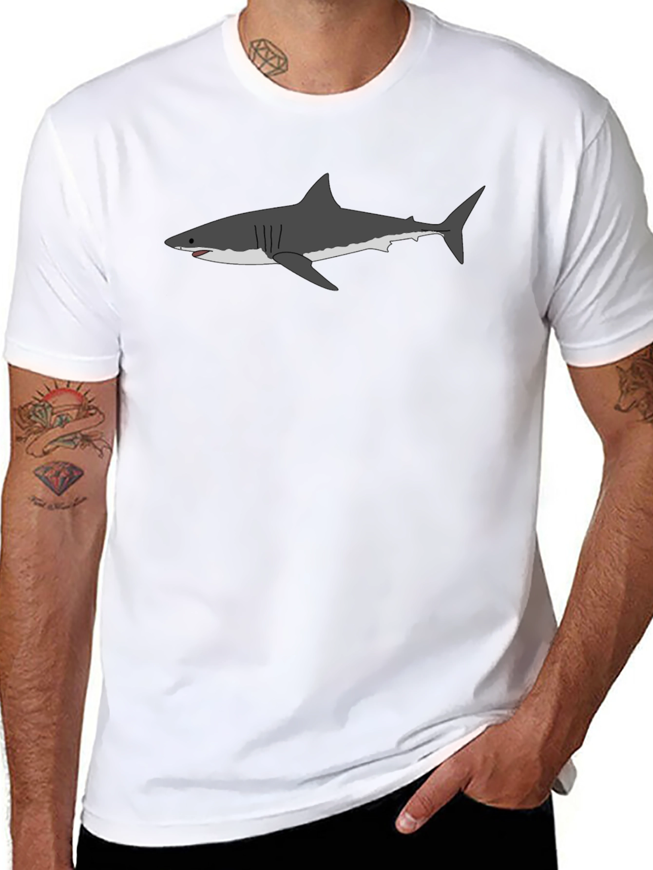 Great White Shark Graphic Tee - Mens Black T-Shirt - 8
