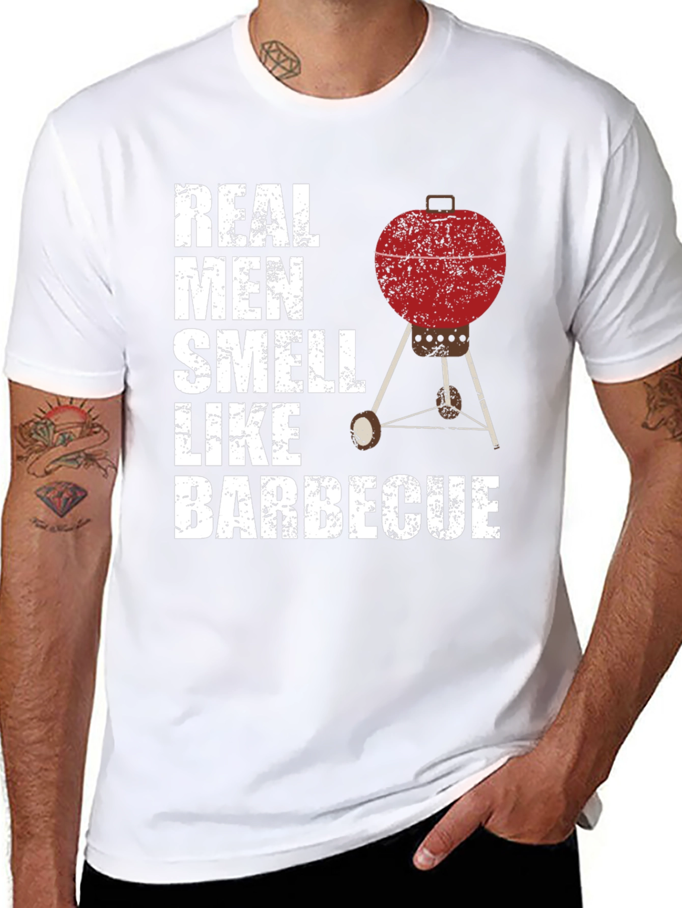 Black Real Men Smell Like Barbecue T-Shirt view 8