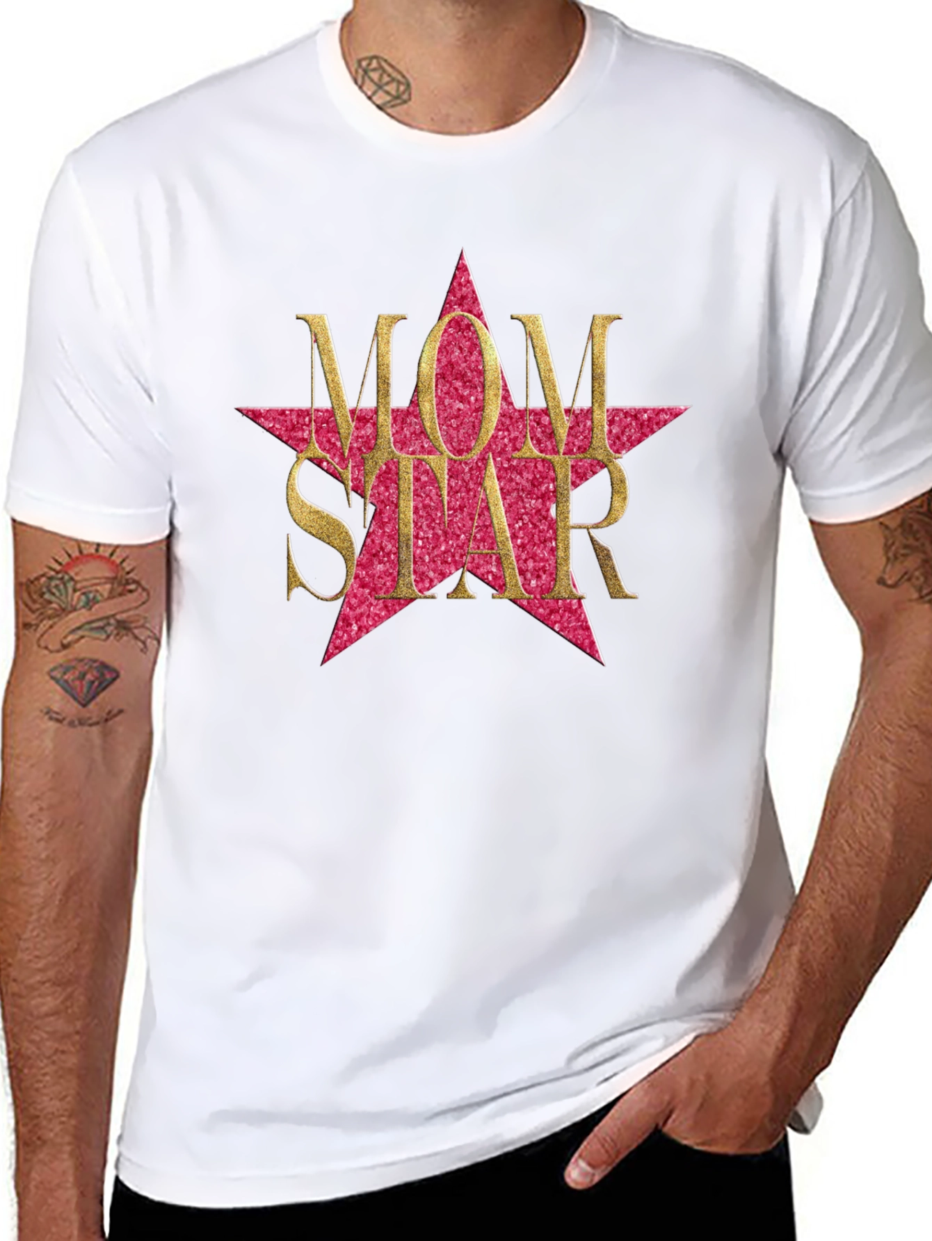 Black Mom Star Graphic Tee - Black Cotton Blend view 8