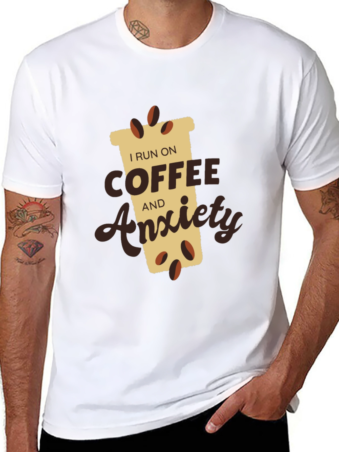 Black Coffee & Anxiety T-Shirt - Funny Graphic Tee view 8