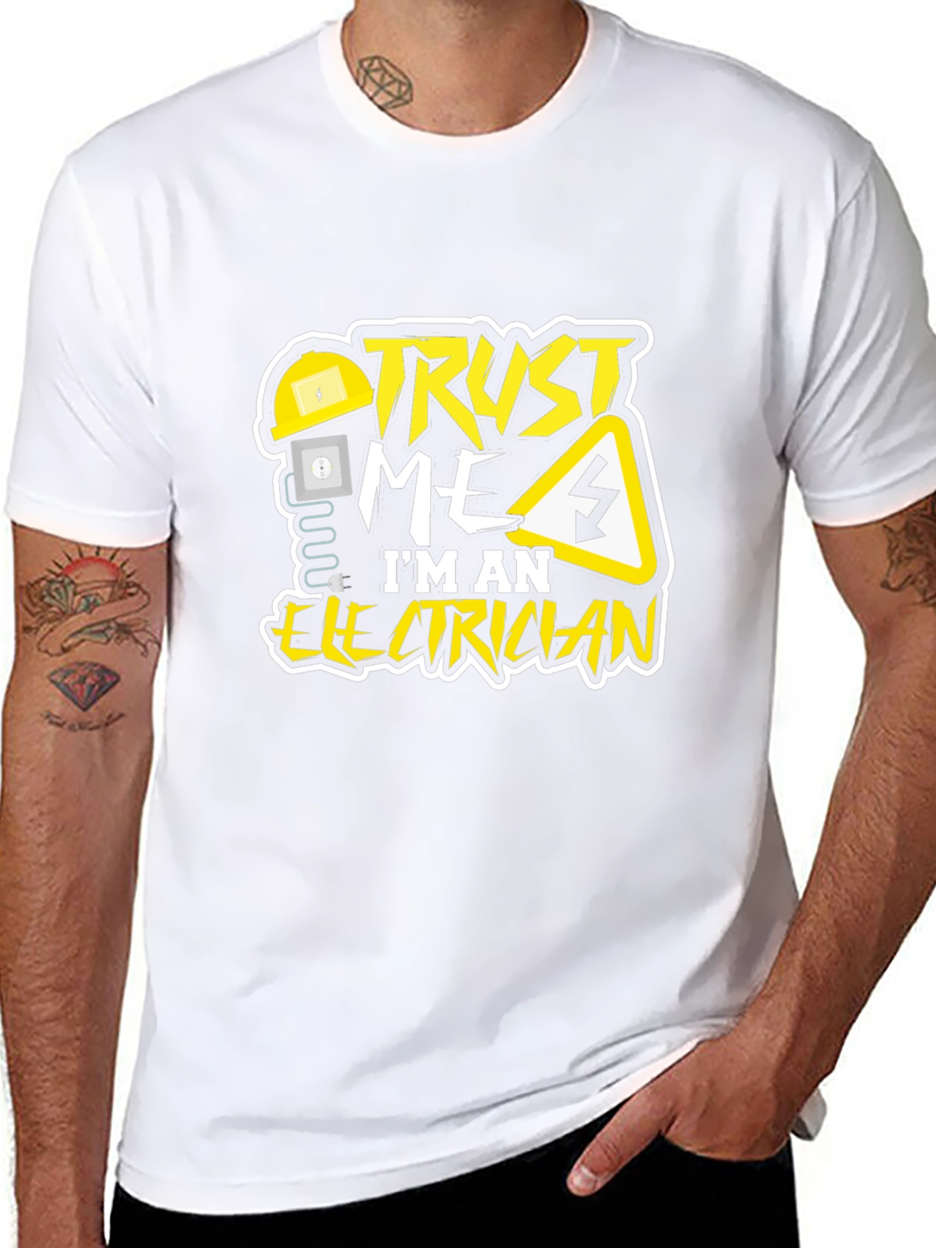 Black Trust Me I'm An Electrician T-Shirt view 8