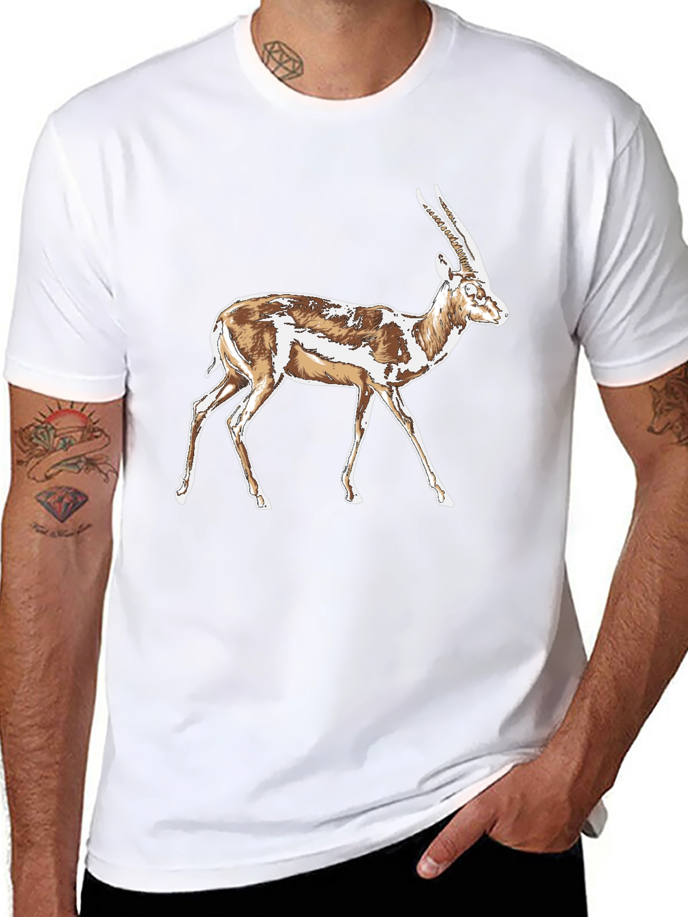 Black Gazelle Graphic T-Shirt - Stylish Animal Print Tee view 8