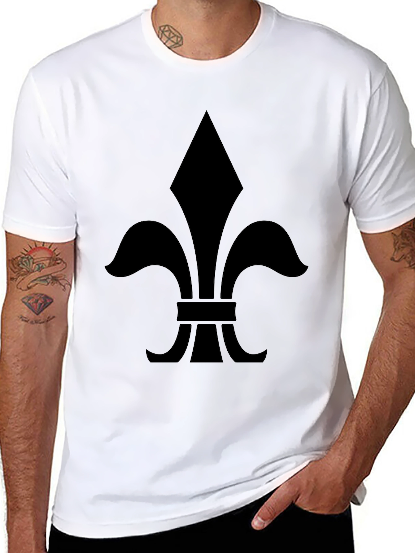 Black Fleur-de-lis Graphic Black T-Shirt view 8