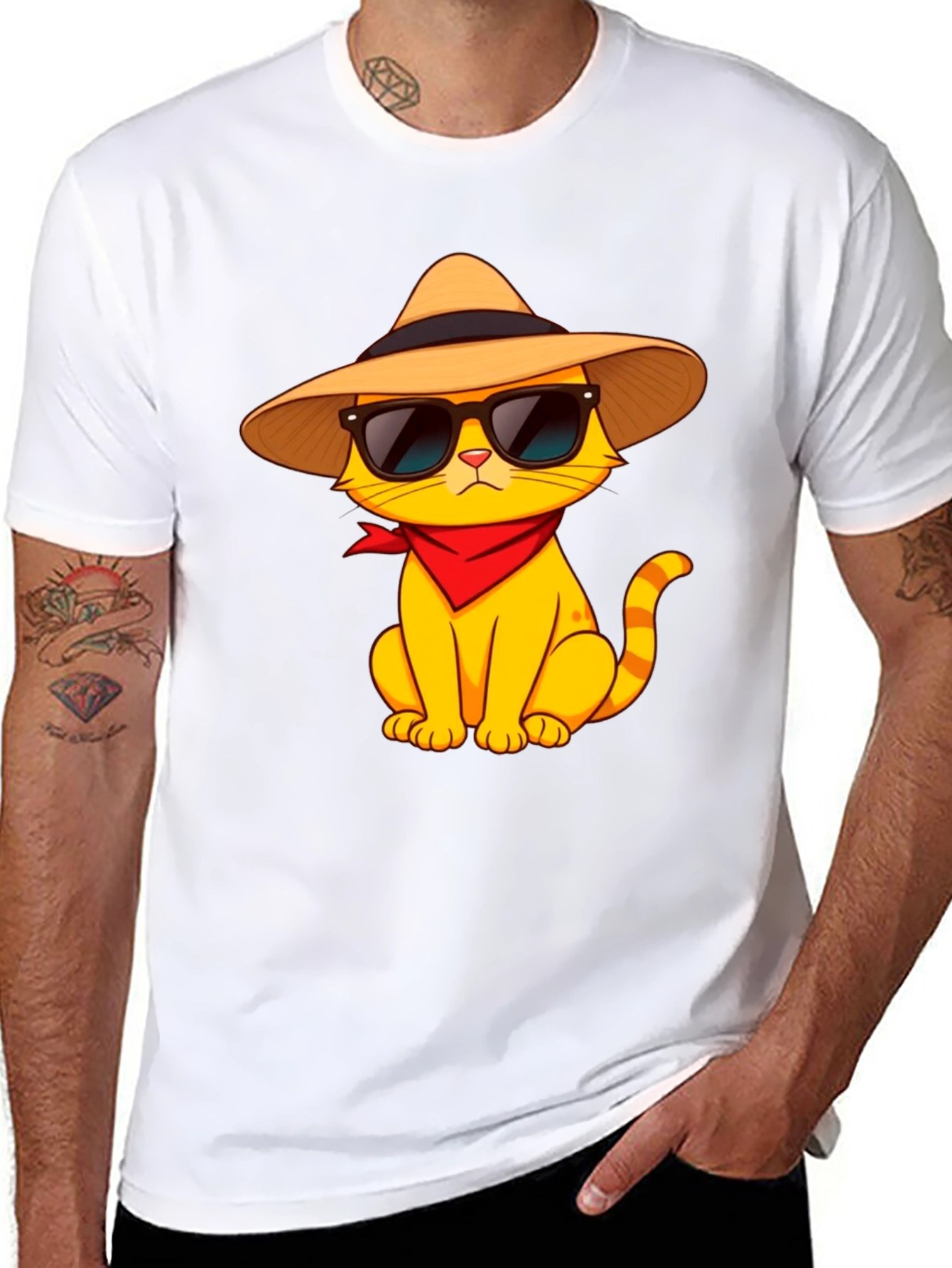 Black Cool Cat T-Shirt - Stylish Graphic Tee view 8