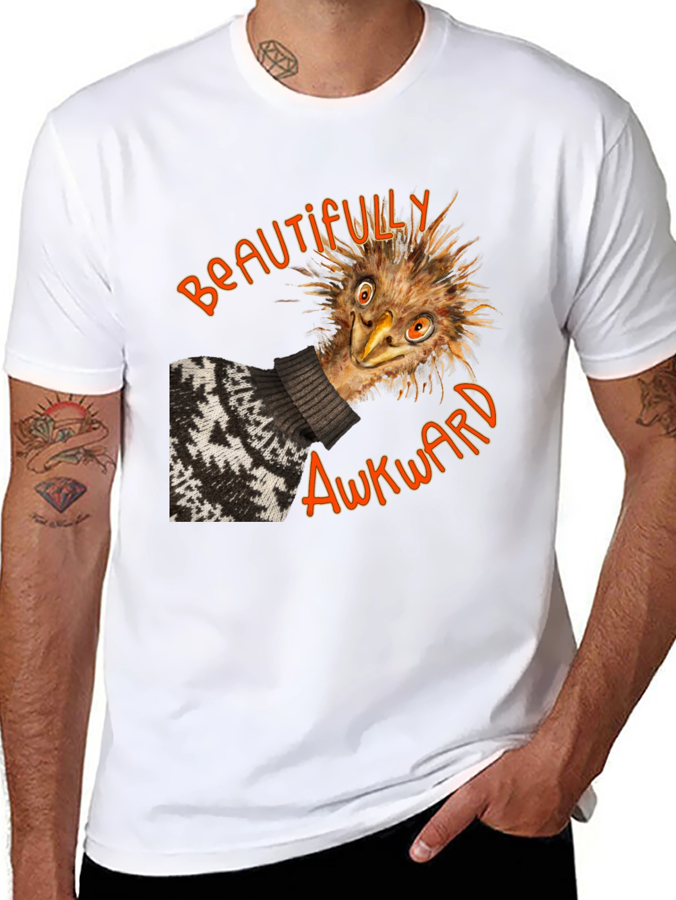 Black Beautifully Awkward Emu Graphic Tee view 8