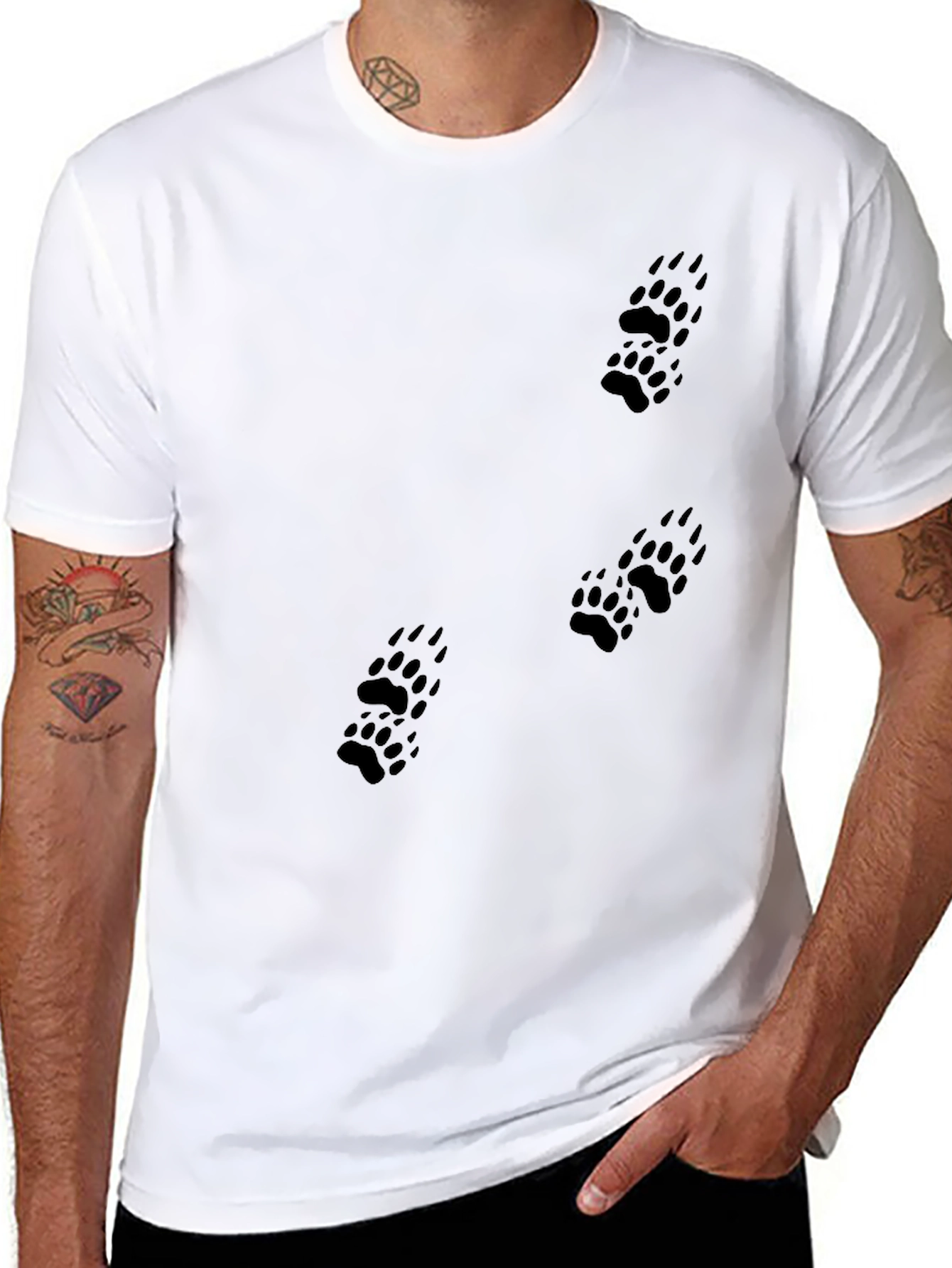 Black Black Bear Paw Print T-Shirt - Men's view 8